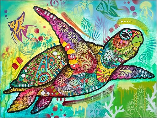 Trademark Fine Art Lienzo decorativo para pared, diseño de tortuga marina 2 de Dean Russo, arte de pared para sala de estar, dormitorio u oficina,