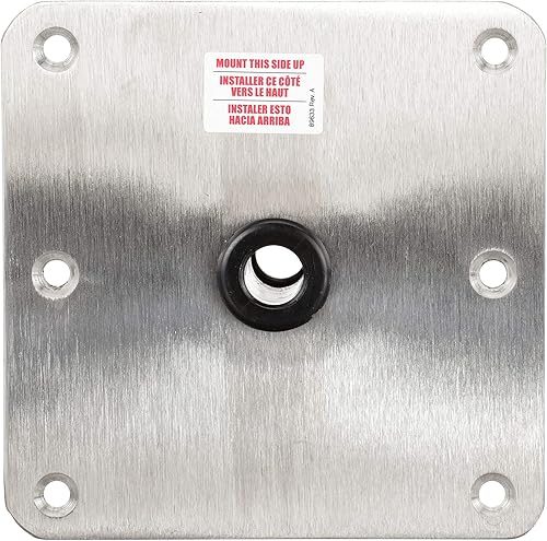 Miniatura 5 de Attwood SP-67739-T Lock'N-Pin Base de pasador de  de pulgada, base de 7 x 7 pulgadas, roscado, buje de acetal, preperforado para montaje, plateado