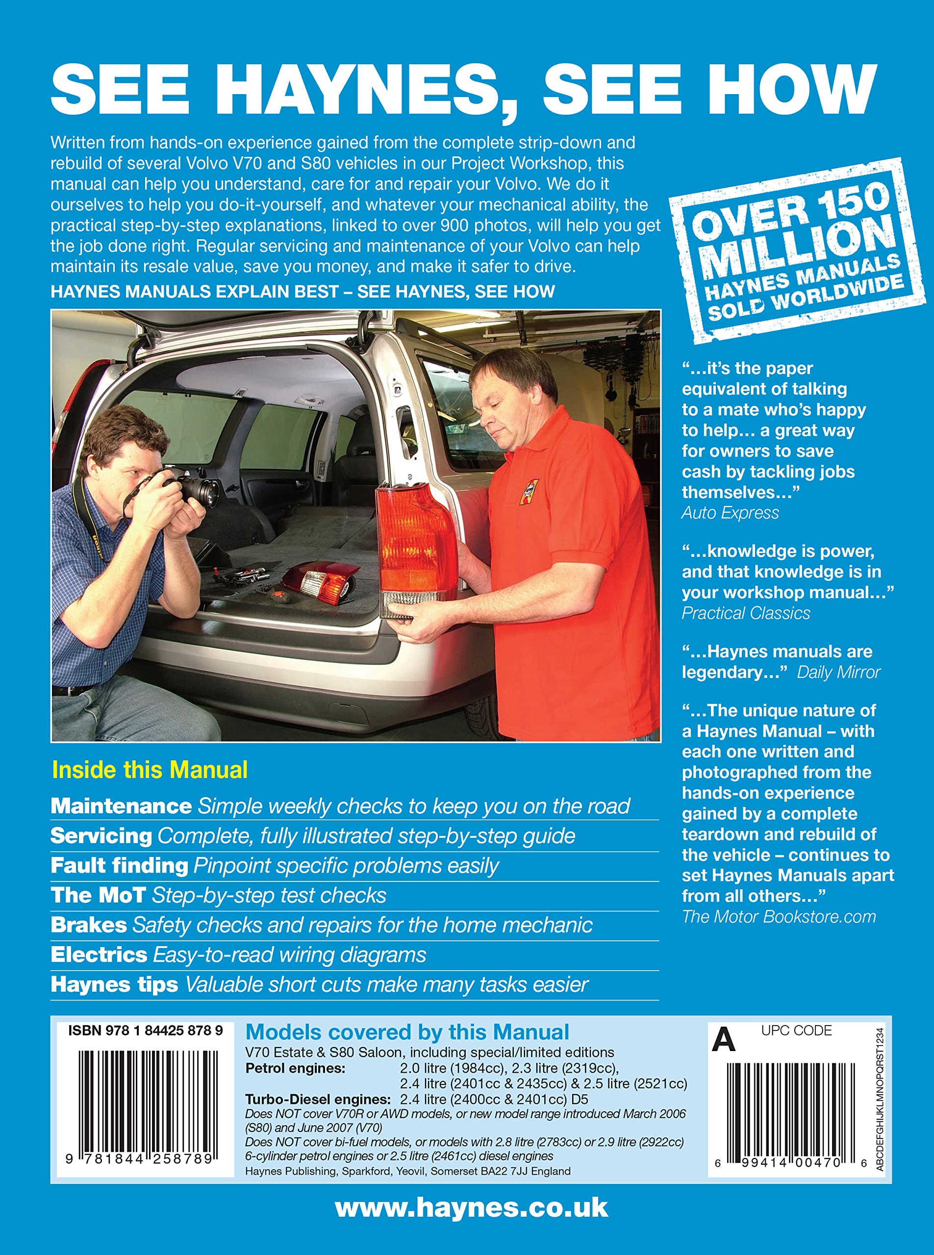 Volvo V70 / S80 Petrol & Diesel (98 - 07) Haynes Repair Manual