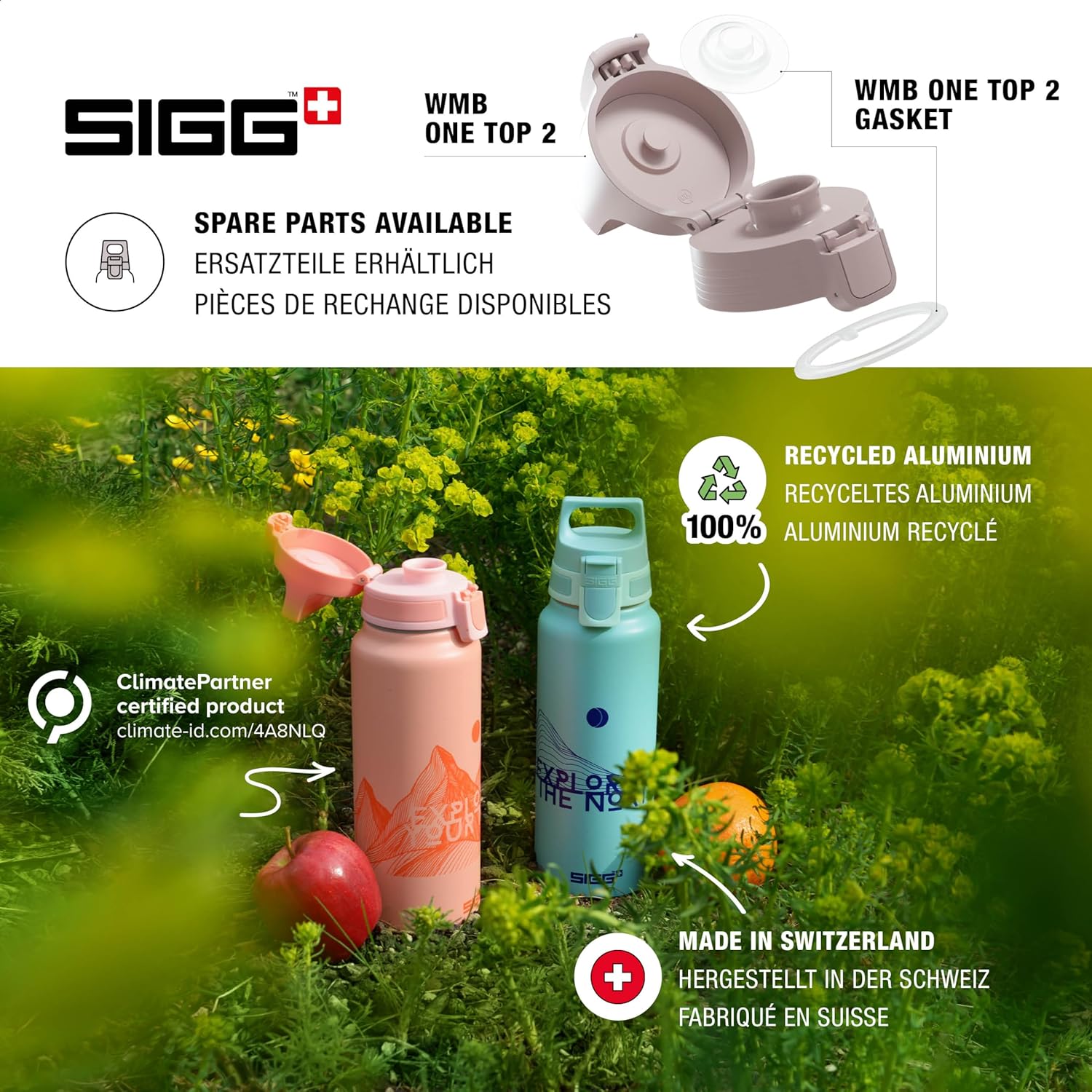 SIGG - Aluminum Water Bottle - WMB Pathfinder Disney Mickey Mouse Pattern - Climate Neutral Certified - Suitable for Carbonated Beverages - Leakproof & Lightweight - BPA Free - Blue - 1L