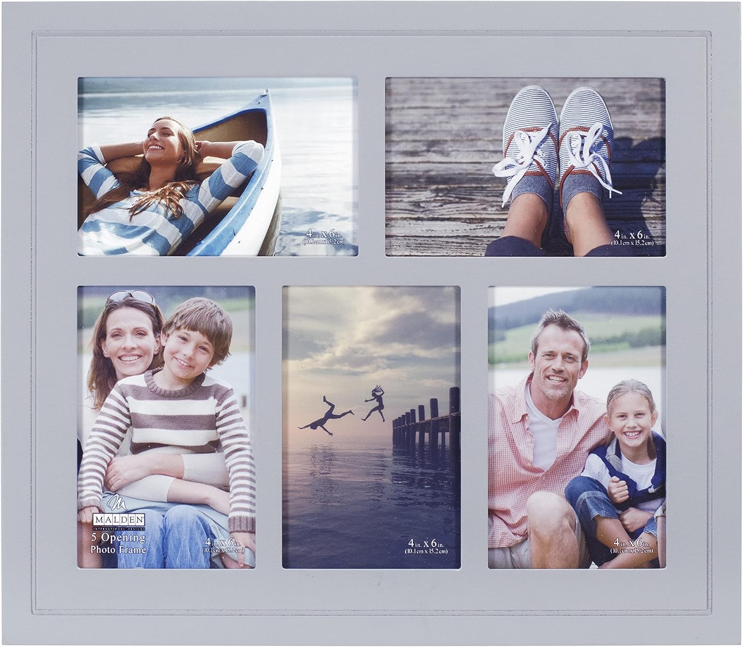Malden International Designs 4x6 5 Opening Gray Distressed Collage
