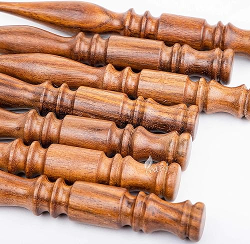 Miniatura 8 de INTAJ - Juego de ganchos de ganchillo de madera hecha a mano para tejidos, agujas de ganchillo de palisandro, agujas de tejer para crocheting de