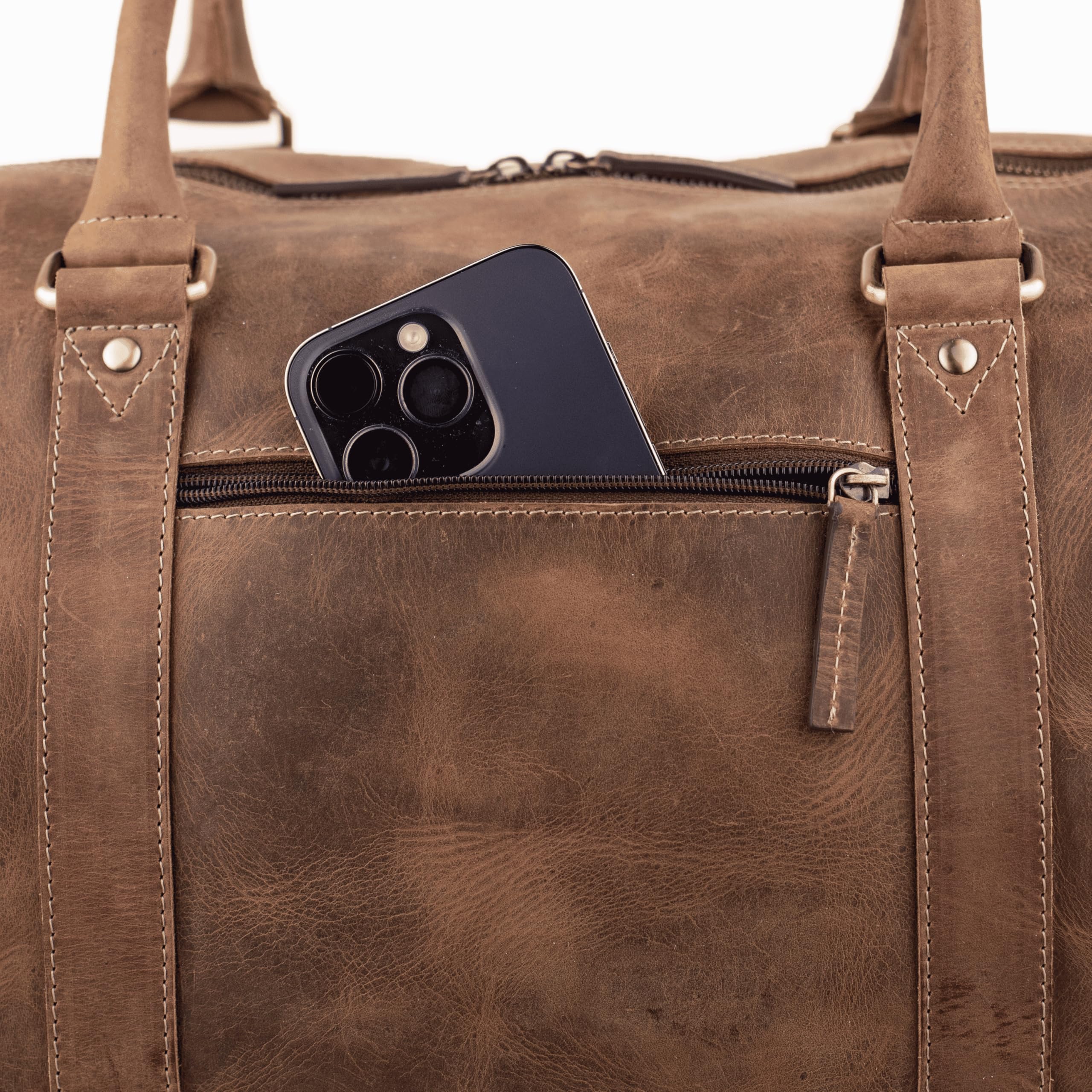 SID & VAIN große Weekender echt Leder Sporttasche Hank 55 cm XL Reisetasche Handgepäck Herrentasche mit Schultergurt Ledertasche Herren braun handgefertigt