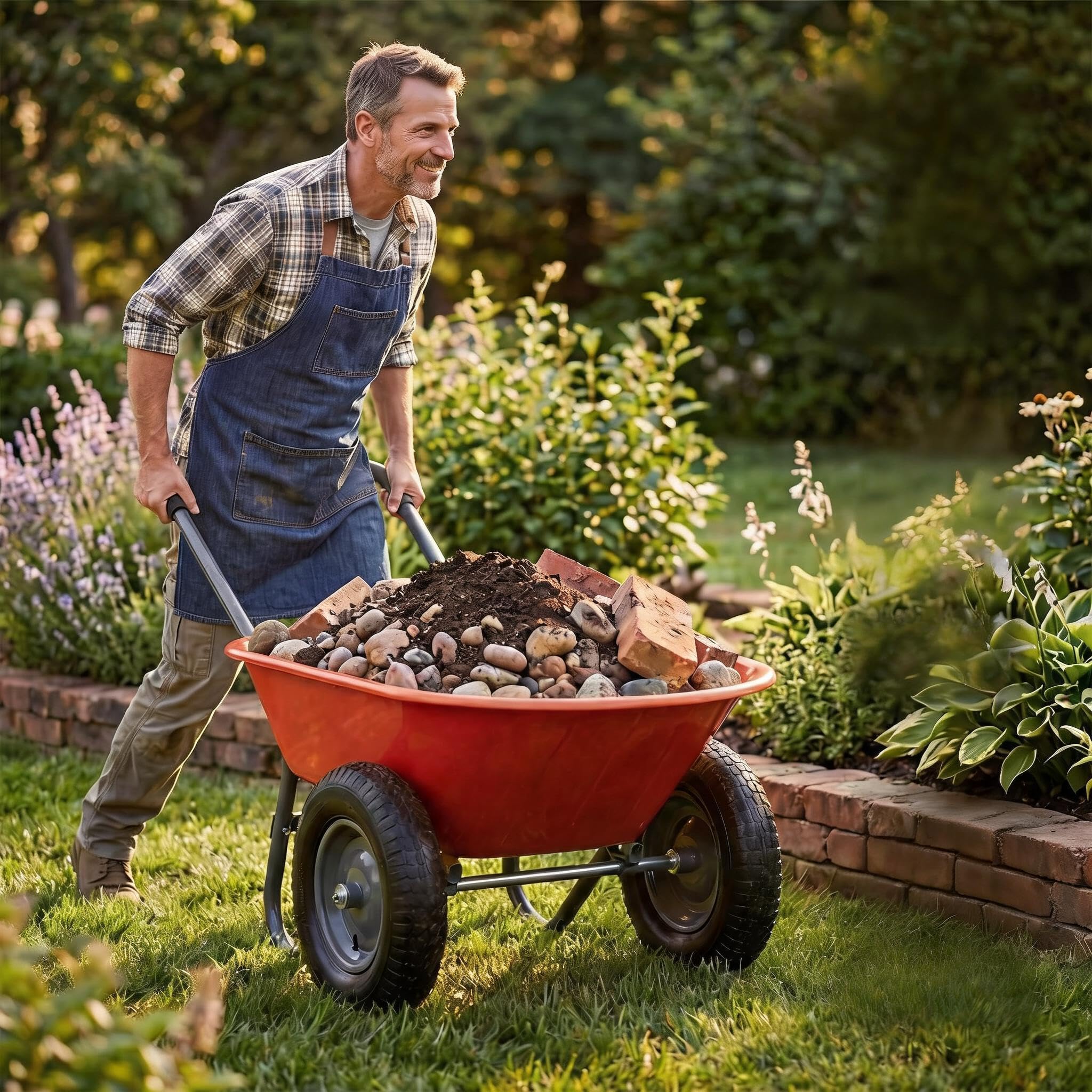 Brouette De Jardin 2 Roues 272 kg – Chariot Utilitaire avec Bascule Rapide