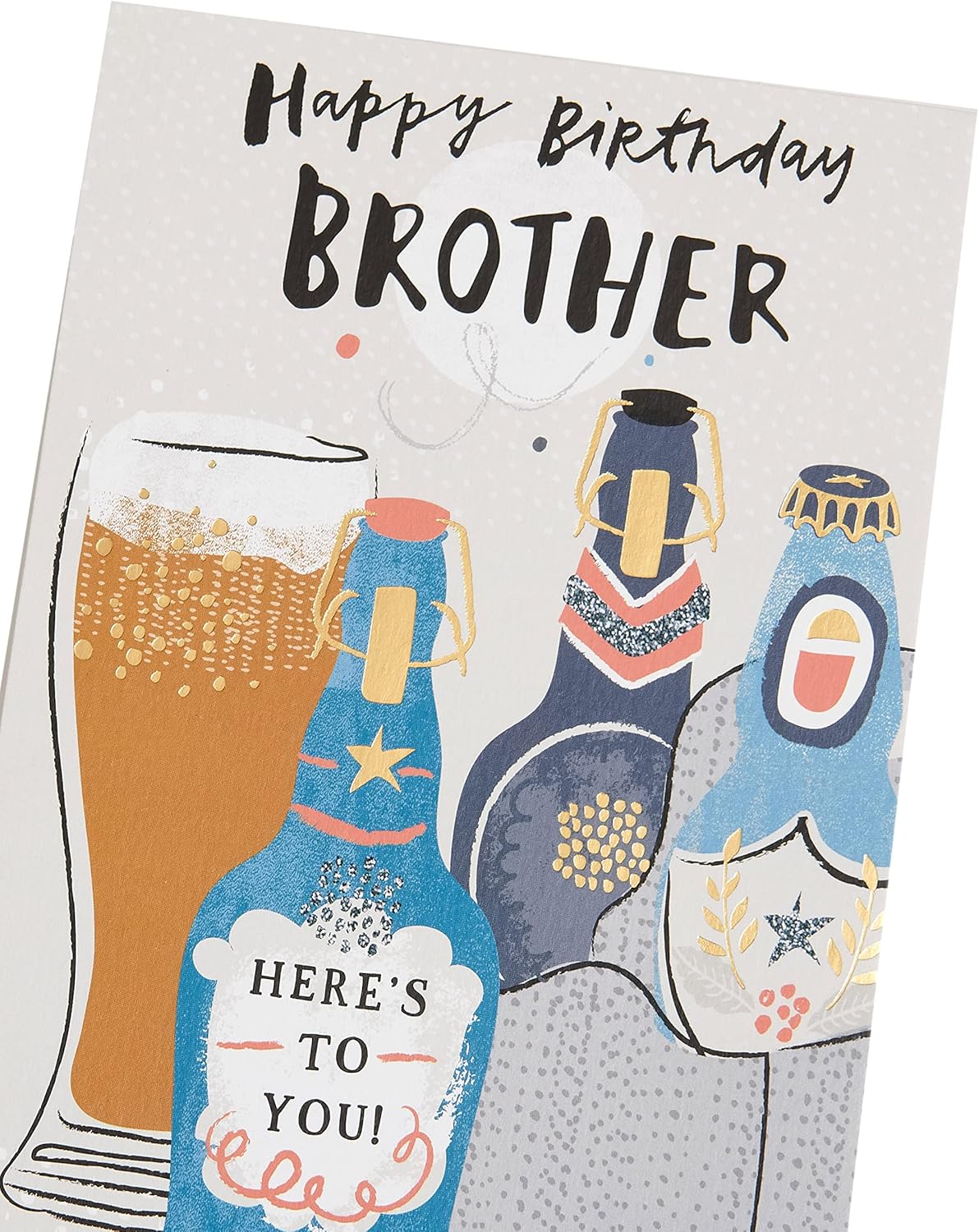 UK Greetings Happy Birthday Brother Beers Birthday Greetings Card, Multi, 133mm x 210mm