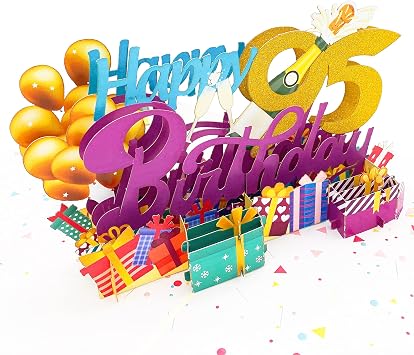 Liif Happy 95th Birthday 3D Pop Up Card, 95 Birthday Card for Women, Men, Mom, Dad