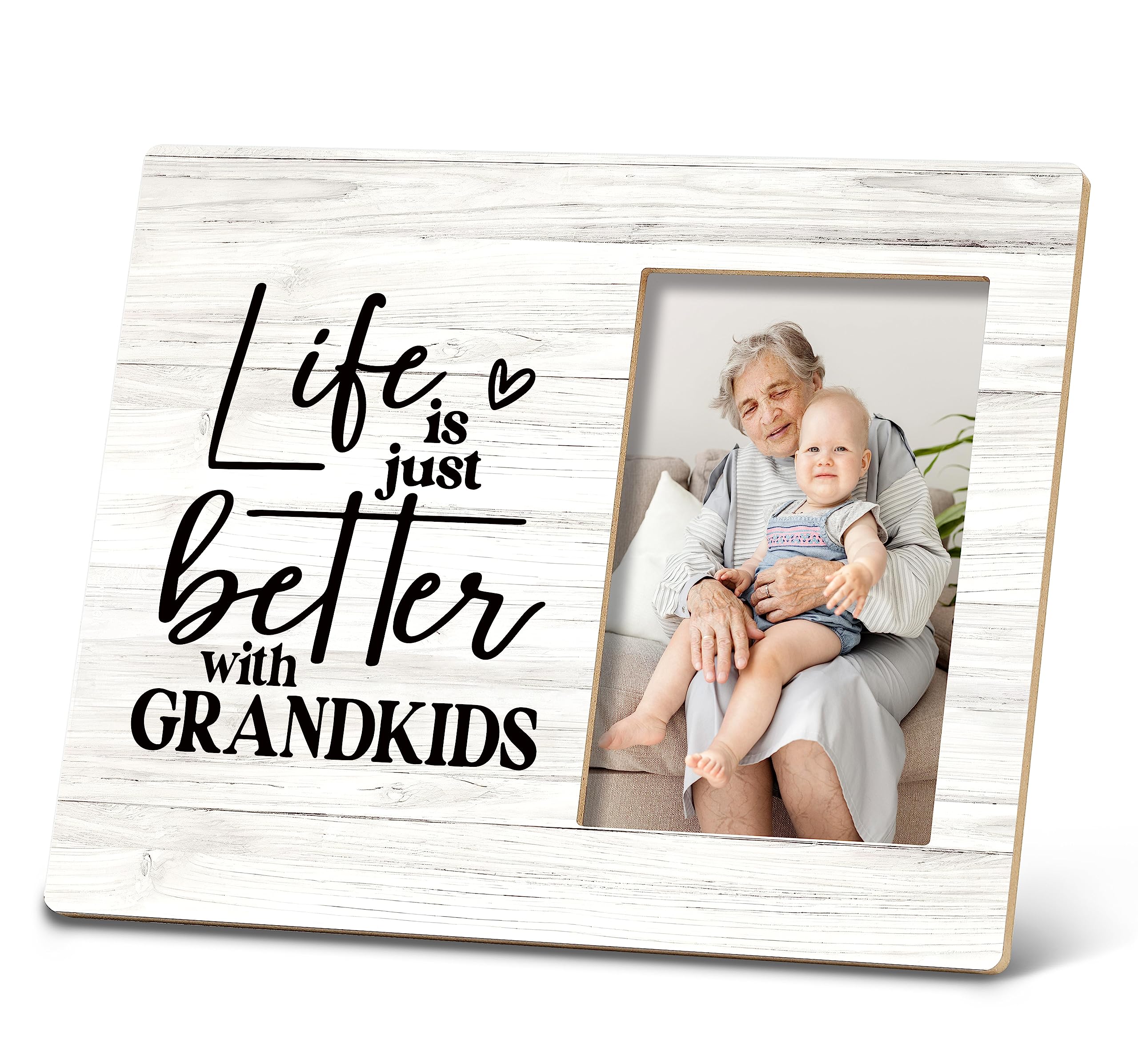 SRADMO Life is Just Better with Grandkids Picture Frame,Best Grandparents Gifts 10×8 inch Wooden Tabletop Photo Frame,Grandparents Day Birthday Gifts for Grandparents from Granddaughter