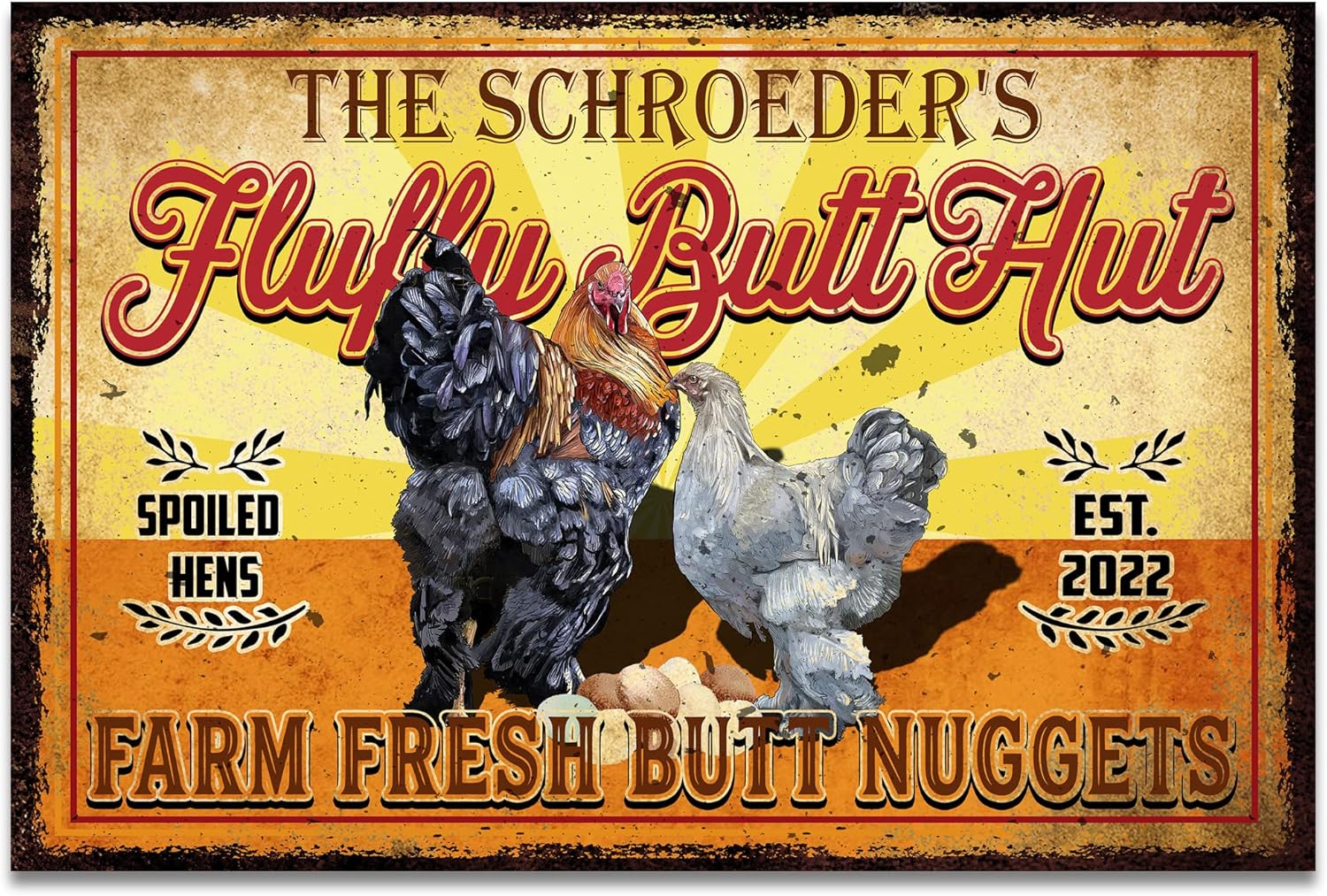 V Vibepy All Over Print, Personalized Chicken Coop Metal Sign 8x12", 12x18", 16x24", Chicken Metal Sign, Farmhouse Sign, Chicken Farm Metal Sign, Farm Decor, Farm Metal Art, Outdoor Sign, Farmy Sign (11)