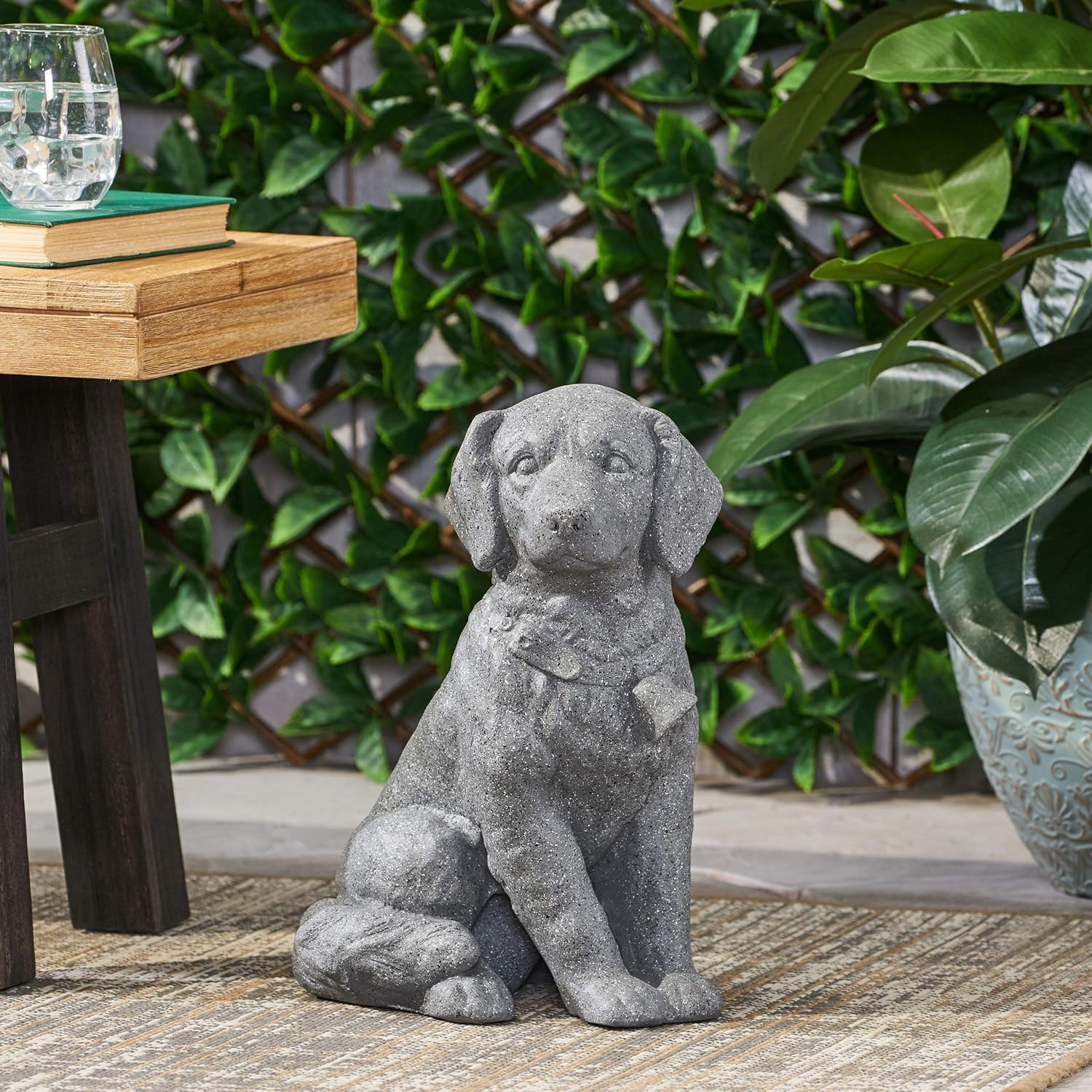 Christopher Knight Home Bluffton Outdoor Dog Statue, Stone Gray