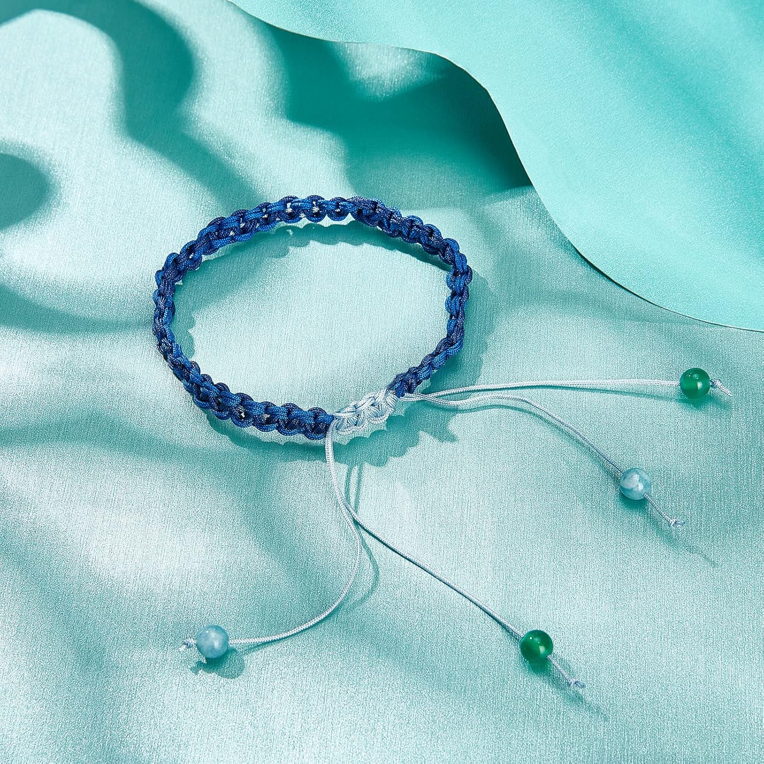 PH PandaHall Blue Nylon Thread 0.8mm Beading Cord Braided Nylon String Chinese Knotting Cord Macrame Thread for Friendship Bracelets Beach Surfer Crafting Christmas Tree Ornament, 196 Yard - Image 2