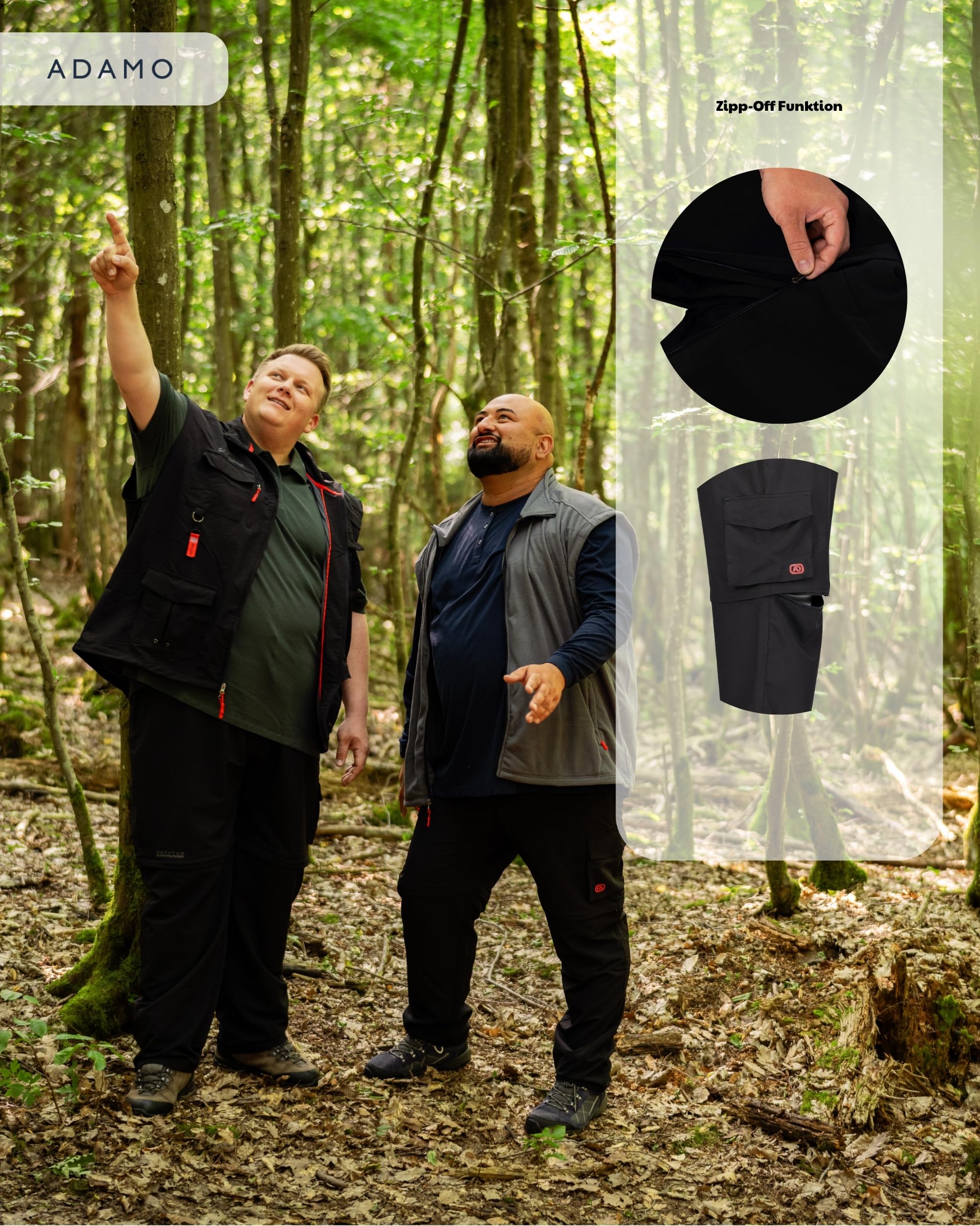 ADAMO Outdoor Zipp-Off-Hose für Herren in Übergrößen bis 12XL