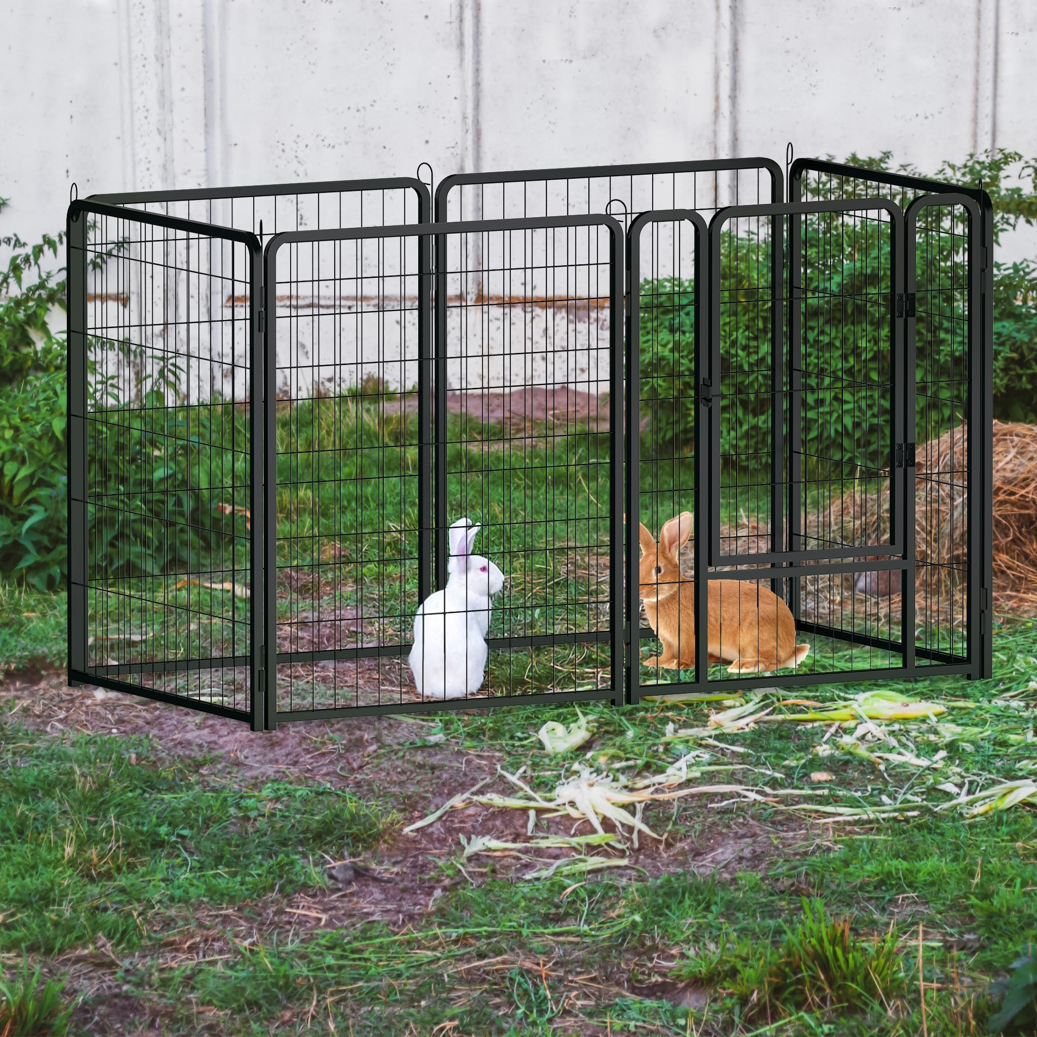 LZQ Recinto per cuccioli Recinto per cuccioli fai da te, Recinto per cani pieghevole con porta, Recinto per cani per appartamento 6 pannelli a griglia da 80 x 65 cm per cani appartamento e giardino