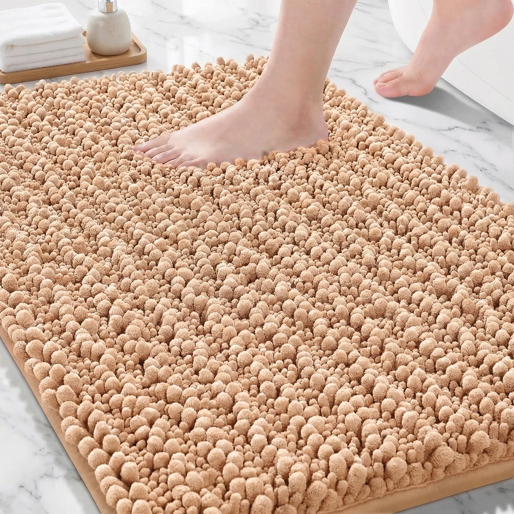 Ruggnovea Bathroom Rugs Non Slip Washable 32x20, Extra Thick Soft Chenille Absorbent Bath Mat, High Density Barrier Non Slip Backing, Quick Dry Plush
