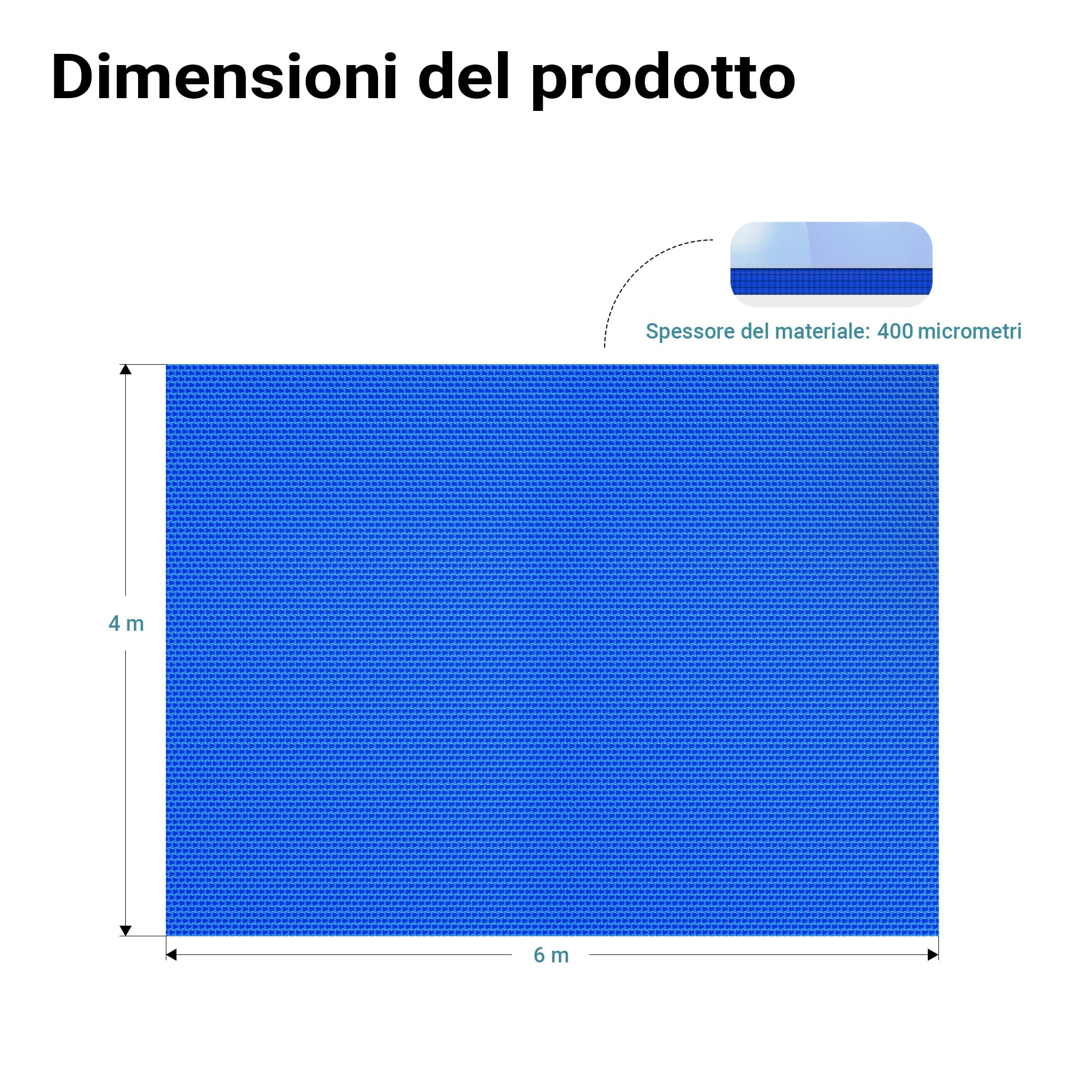 Pellicola solare per piscina 4x6m blu Copertura per piscina Telo solare riscaldante per piscine