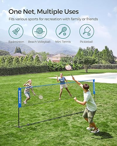 Vista 18 de SONGMICS - Juego de red de bádminton; juego deportivo portátil para bádminton, tenis, voleibol infantil, pickleball; de fácil instalación; red