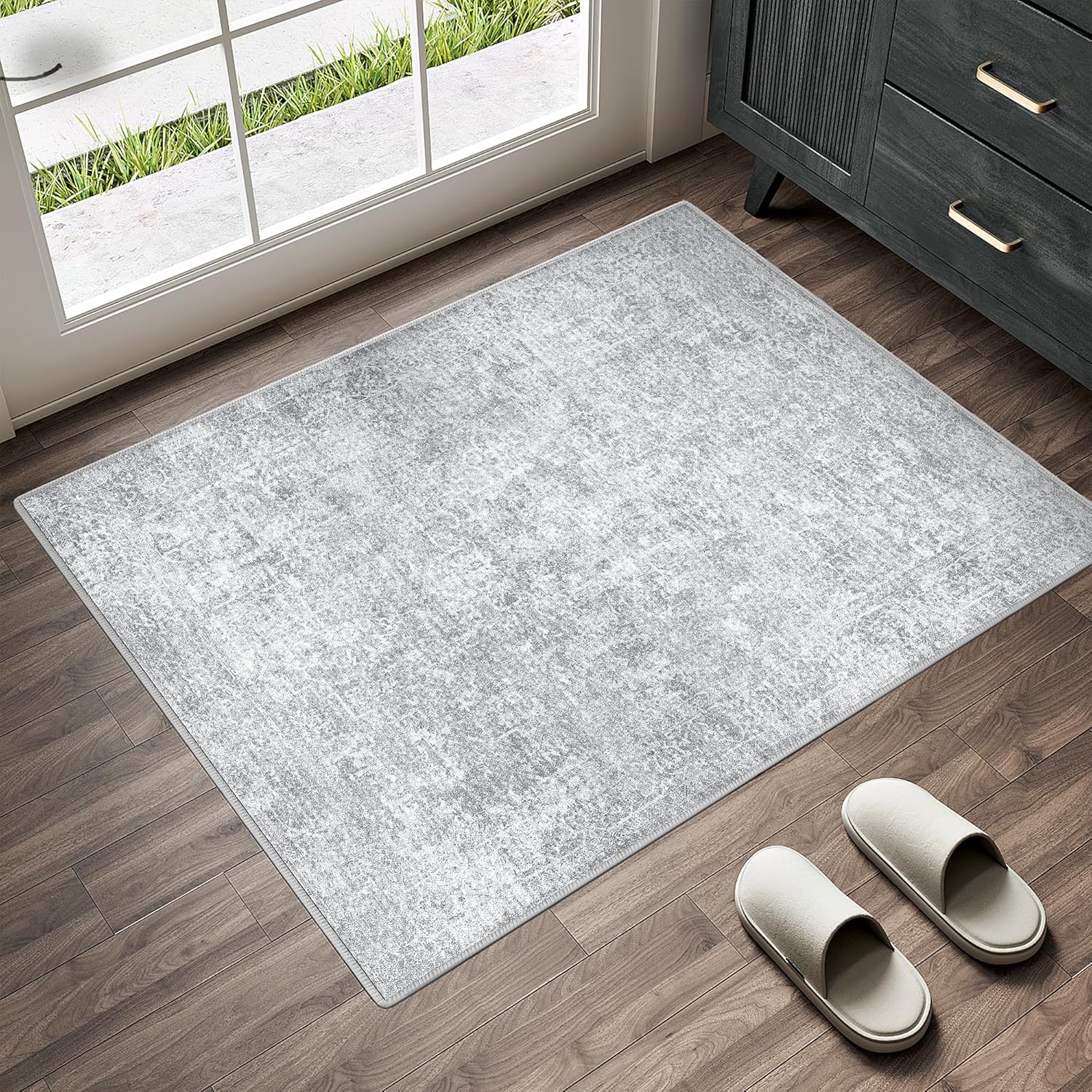 8x10 Abstract Area Rug Brown Washable Modern Neutral Living Room Carpet Non Slip Ultra Soft Low Pile Contemporary Bedroom Large Rug Indoor Office Dining Room Under Table Playroom