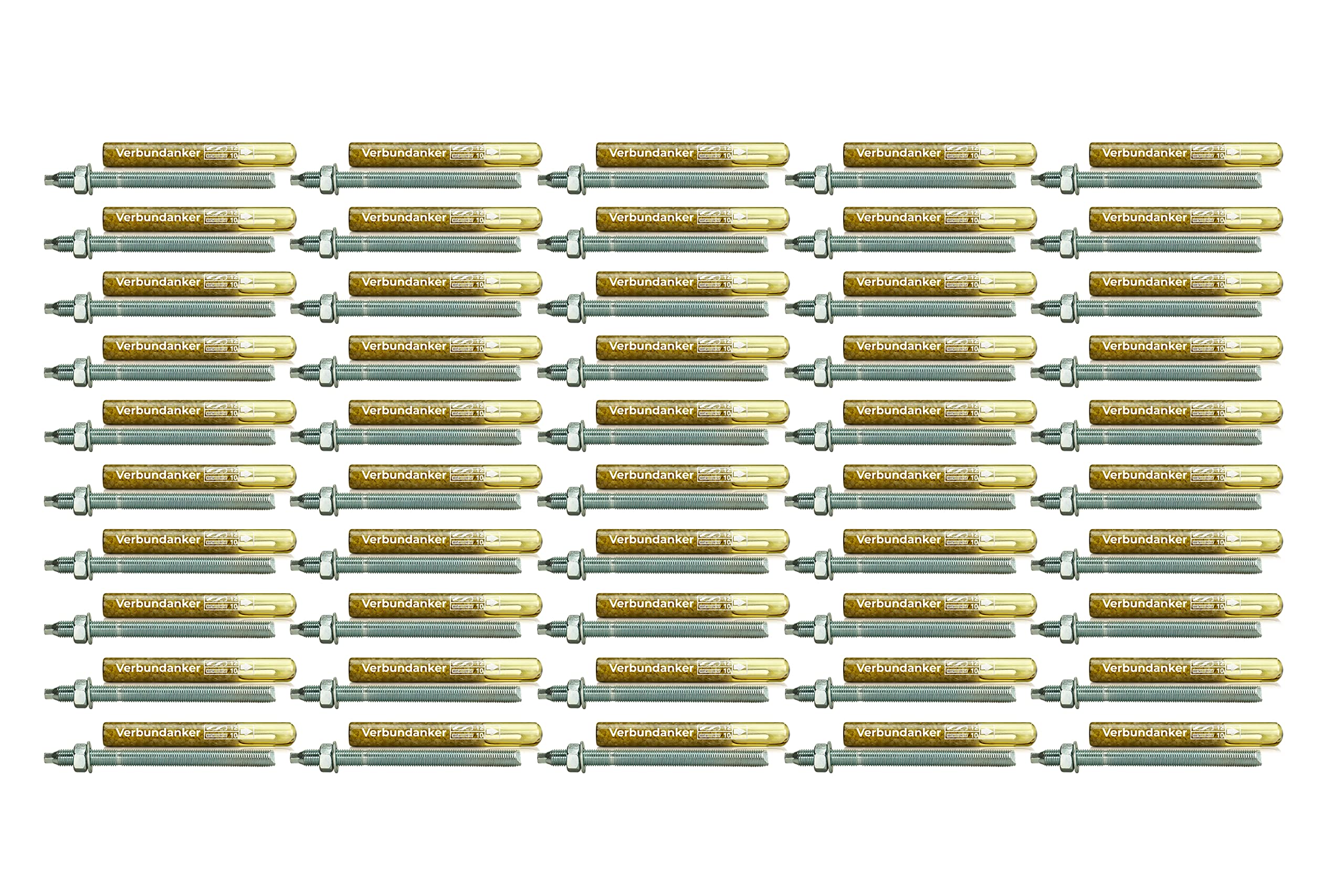 Isolbau Verbundanker Set - Verbundankerpatrone styrolfrei V10 + Ankerstange verzinkt M10 x 130 - ETA/ETAG Zulassung - 50 Stück