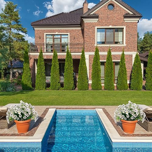 Miniatura 3 de 15 paquetes de flores artificiales de seda para exteriores, resistentes a los rayos UV, flores sintéticas de tela de plástico, plantas verdes para