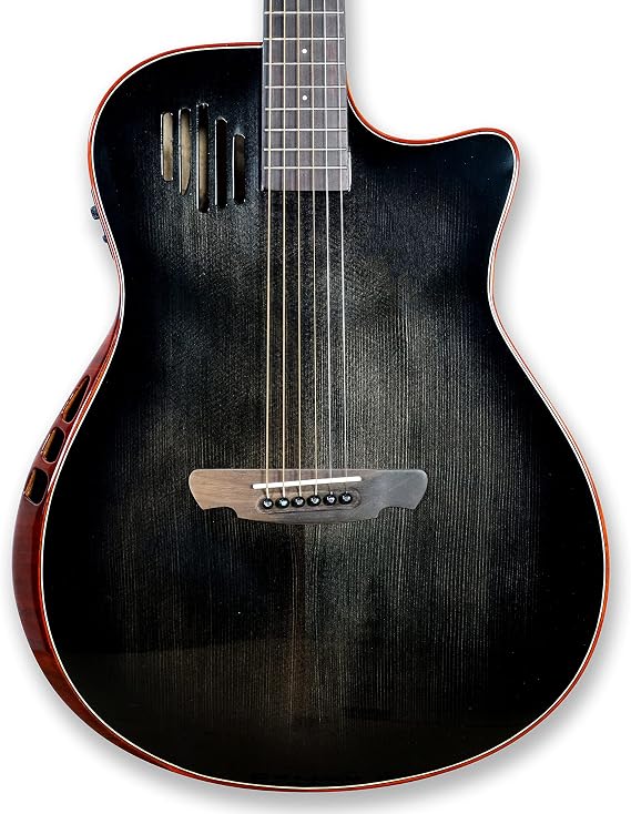 GAEA 41''Solid Spruce Top Acoustic Electric Guitar with D'Adario EXP-16 Coated Phosphor Bronze String Flame Maple Back & Side Rosewood Fingerboard & bridge (Black), (GS-801)