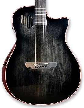 GAEA 41''Solid Spruce Top Acoustic Electric Guitar with D'Adario EXP-16 Coated Phosphor Bronze String Flame Maple Back & Side Rosewood Fingerboard & bridge (Black), (GS-801)