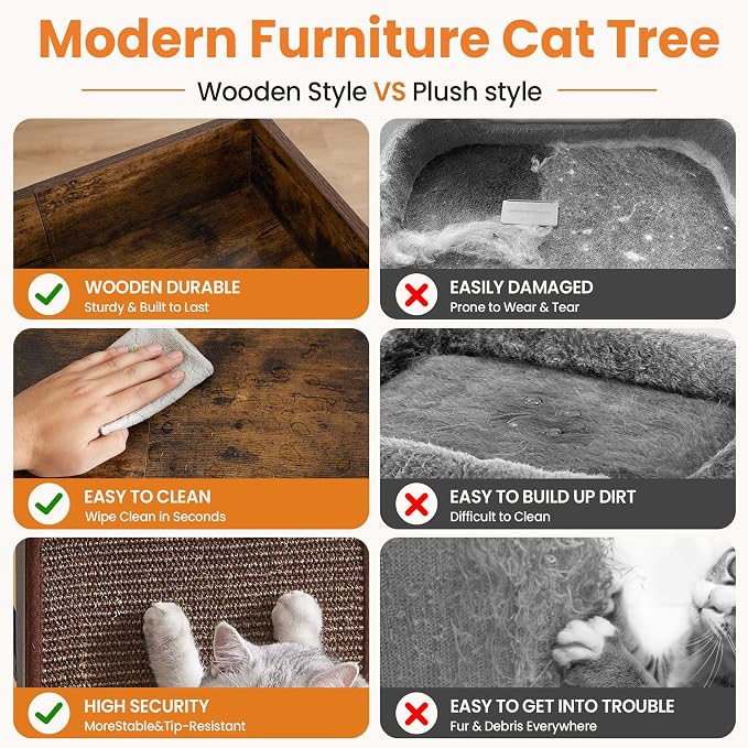 Torre moderna de madera para gatos interiores de gran tamaño miniatura 5