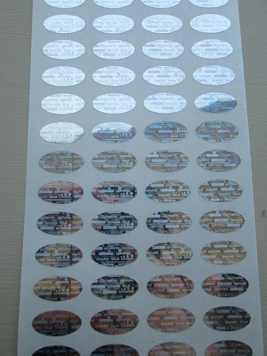 [QTY 100] Oval Bright Silver Blank Stock Hologram Warranty