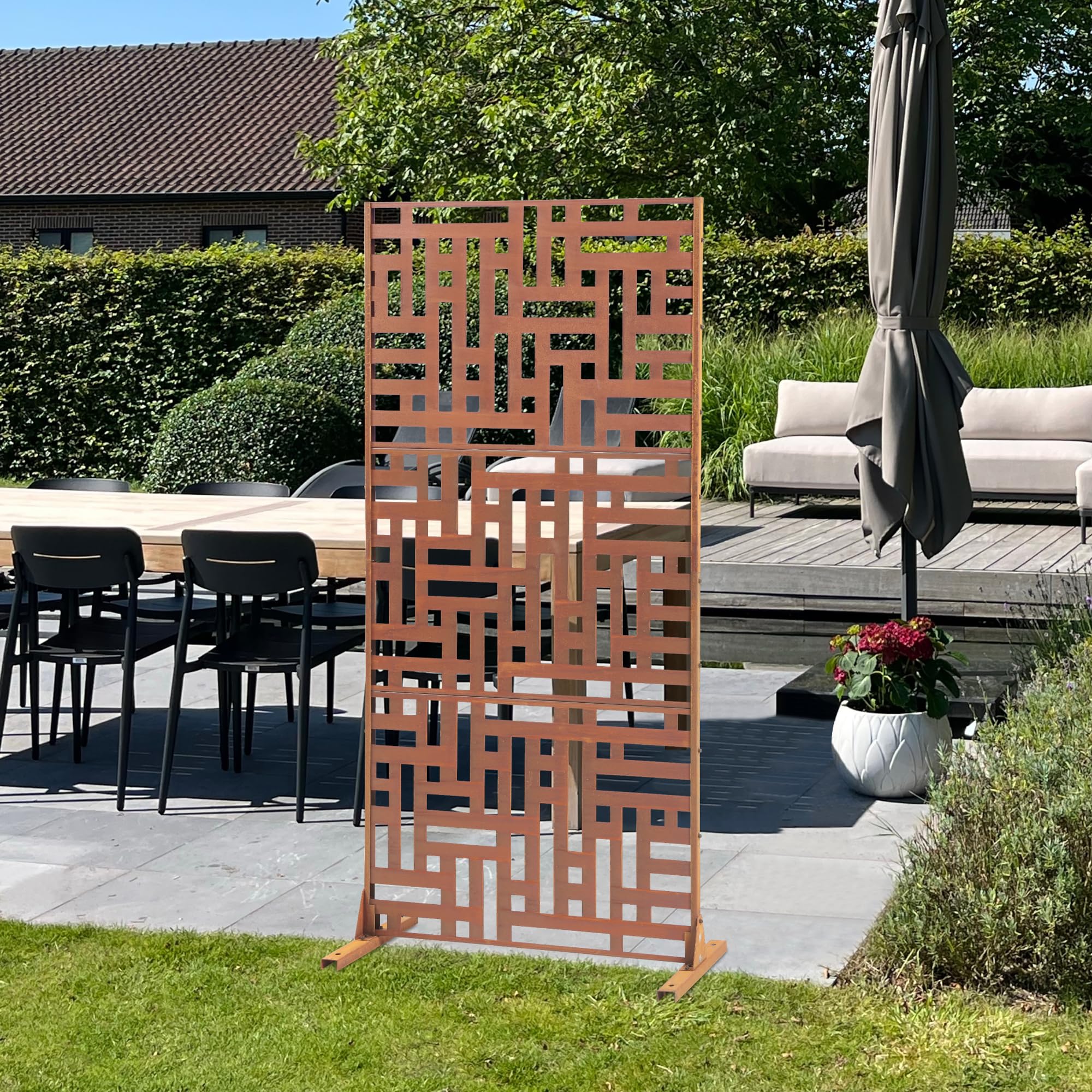 Paravent Casa.pro 180x120cm - Acier Galvanisé Noir - Séparation Intérieur/Extérieur