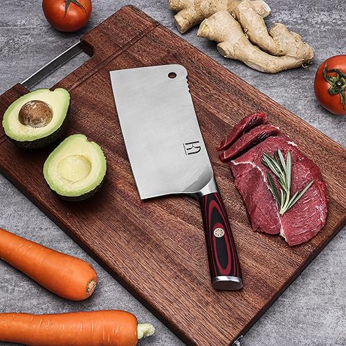Miniatura 8 de 7CR17MOV - Cuchillo de carnicero de acero inoxidable de alto carbono de 7.5 pulgadas con mango ergonómico, ultra afilado, útiles utensilios de