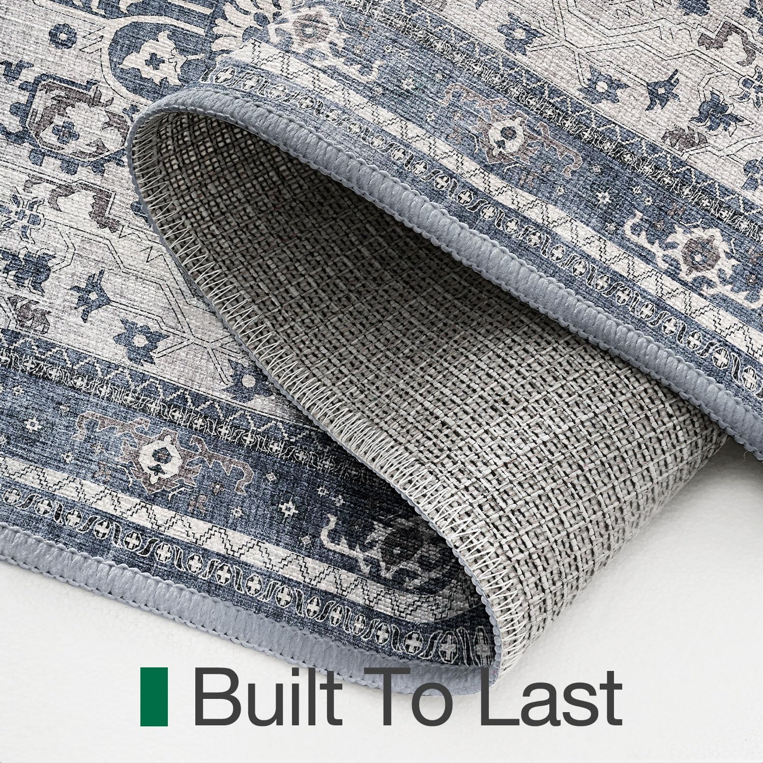 LUMI Retro Thin Door Mat, 18x30 Washable Indoor Doormat, Non Slip Absorbent Entrance Rug, Welcome Mats Entryway Rug Doormats for Front Door Kitchen Patio, Mist Blue