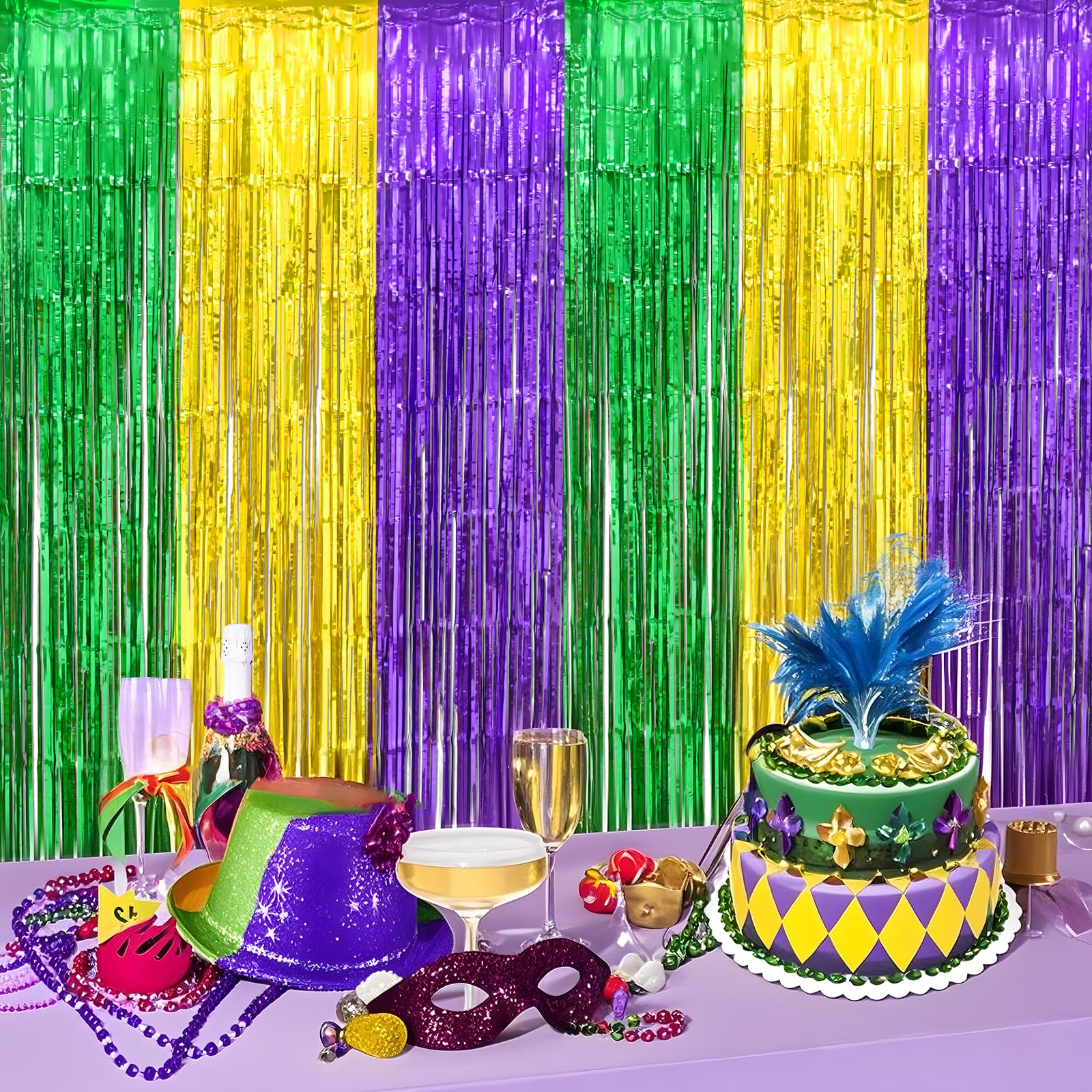 Mega-L Lot de 4 rideaux à franges en aluminium pour décoration de fête de carnaval 8 x 18 cm