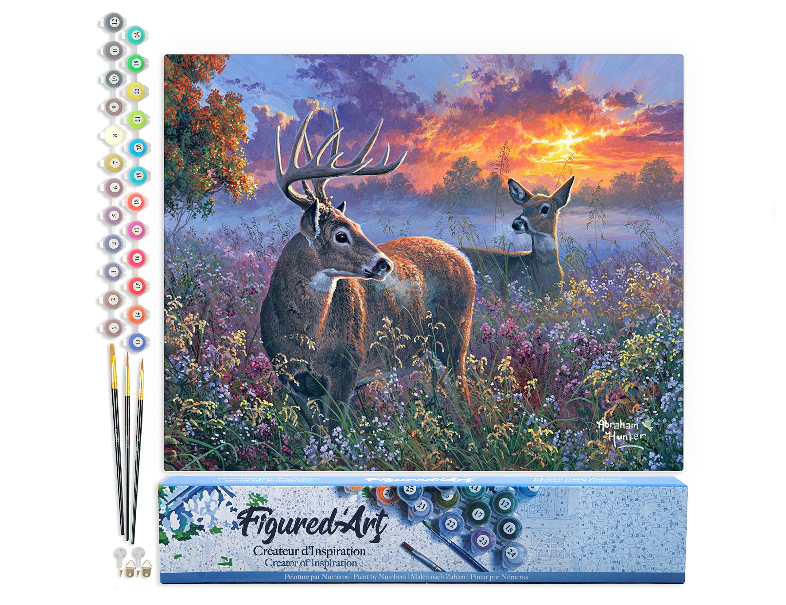 Figured'Art Paint by Numbers for Adults Deer Couple 40x50cm - Craft Art Painting DIY Kit Rolled Canvas Without Frame โ image 1