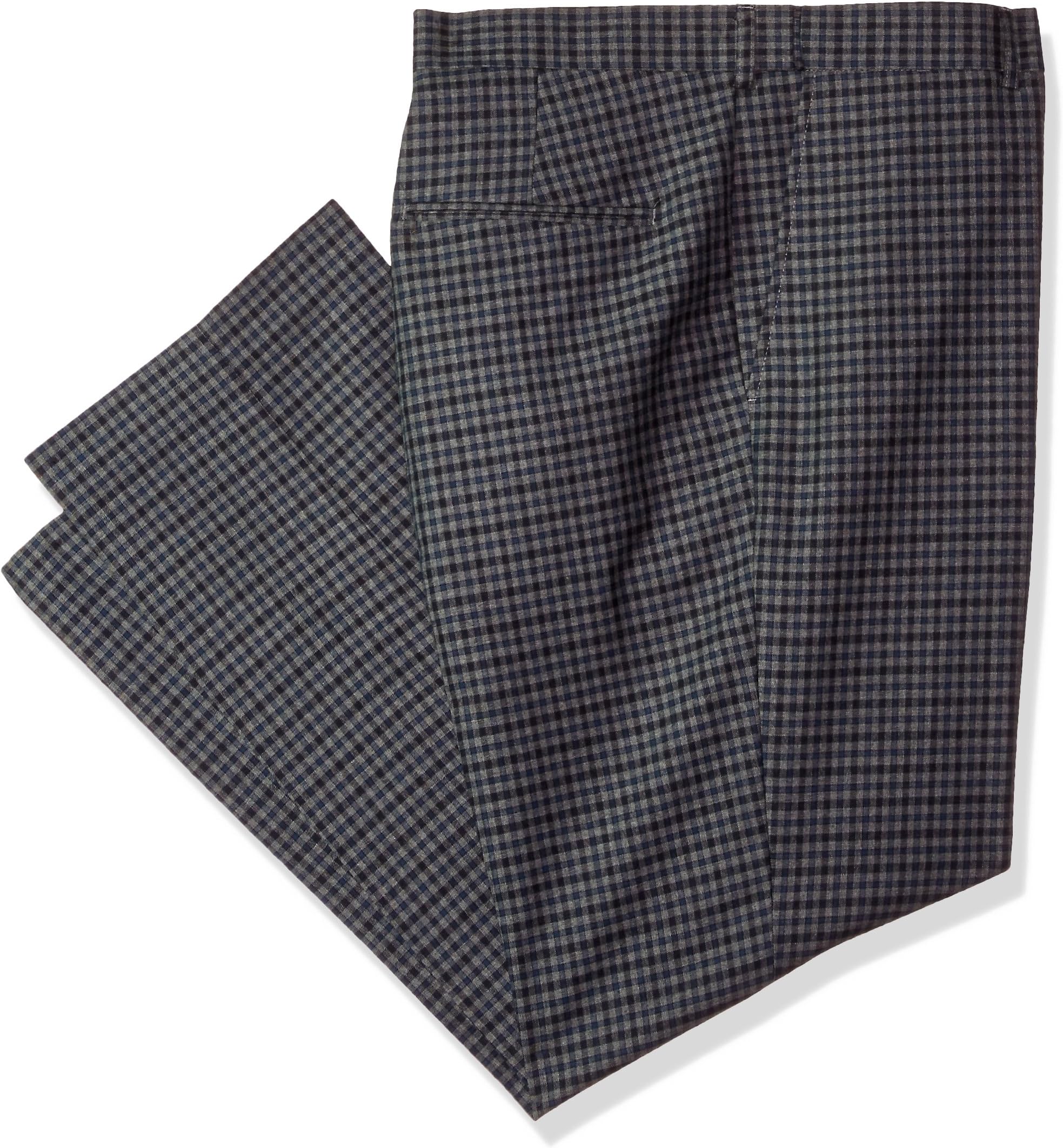 Alexander Julian Colours Men's Big & Tall Flat Front Check Suit Dress Pant W/Adj. Waist