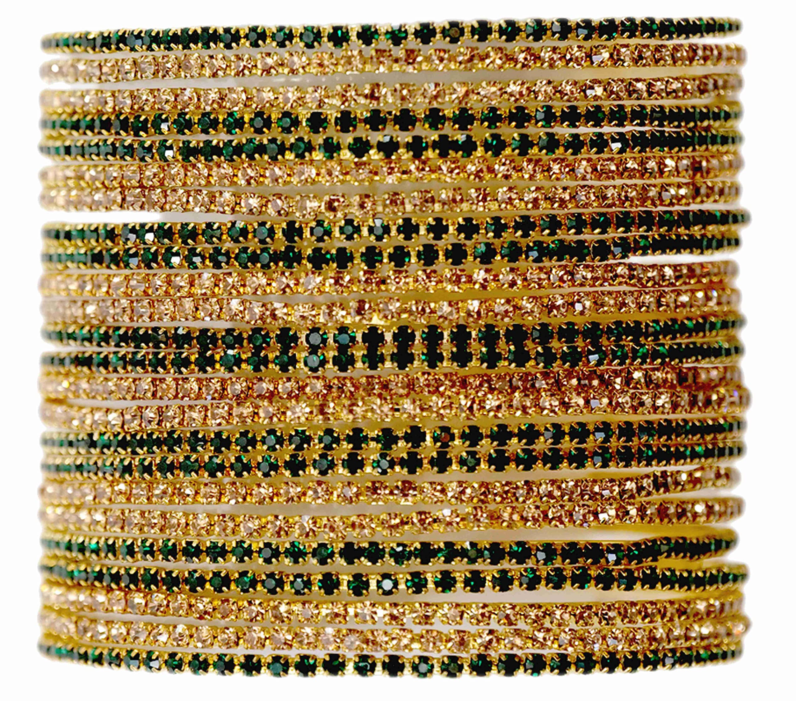 Zircon Gemstone Studded Glossy Finished Bangle Set - Pack Of 24