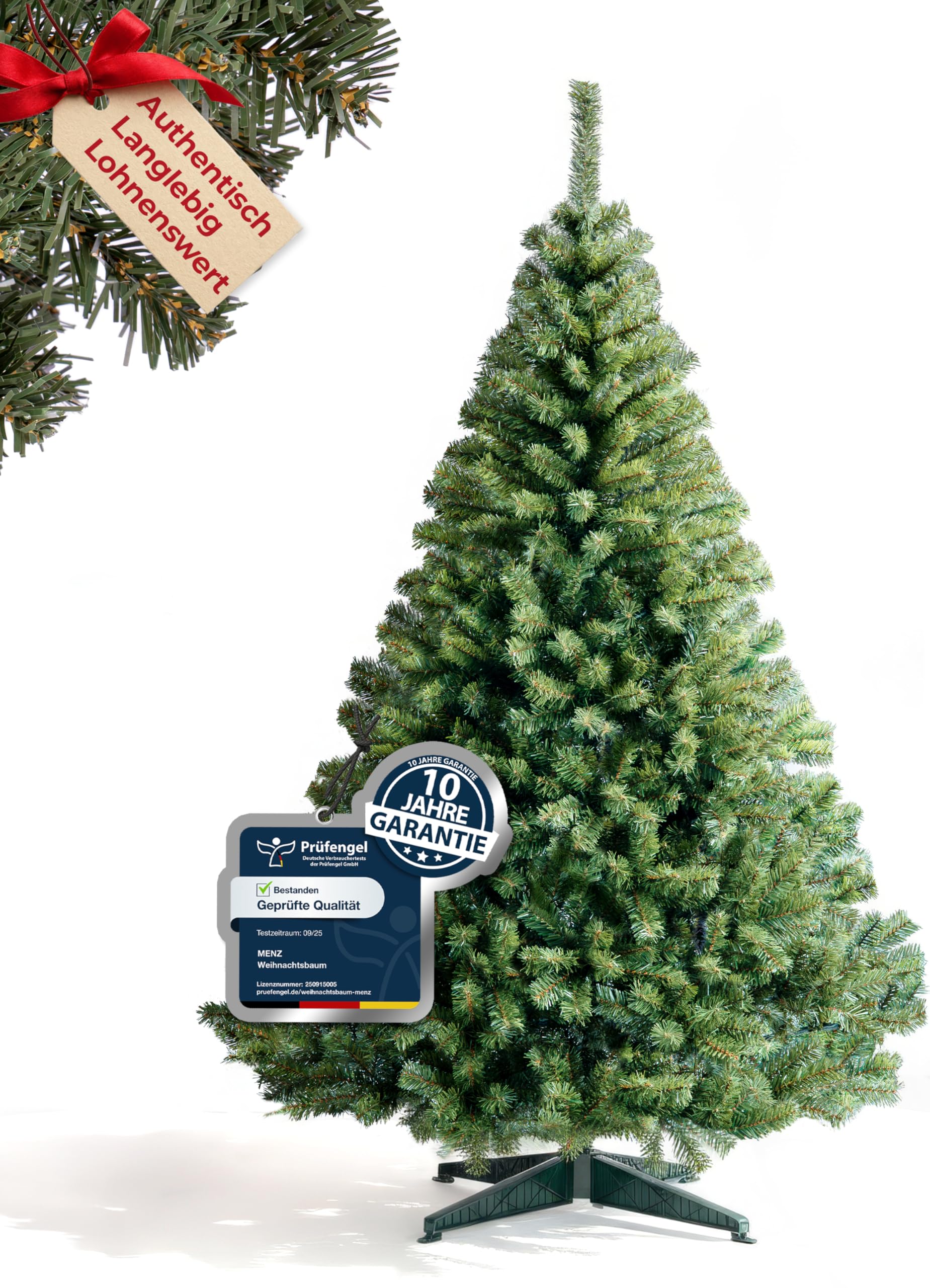 150 cm Künstlicher Weihnachtsbaum aus 100% PVC – Dicht & Formstabil mit 600 Zweigen (Ø 90 cm), Schnellaufbau-System, Schwer Entflammbar