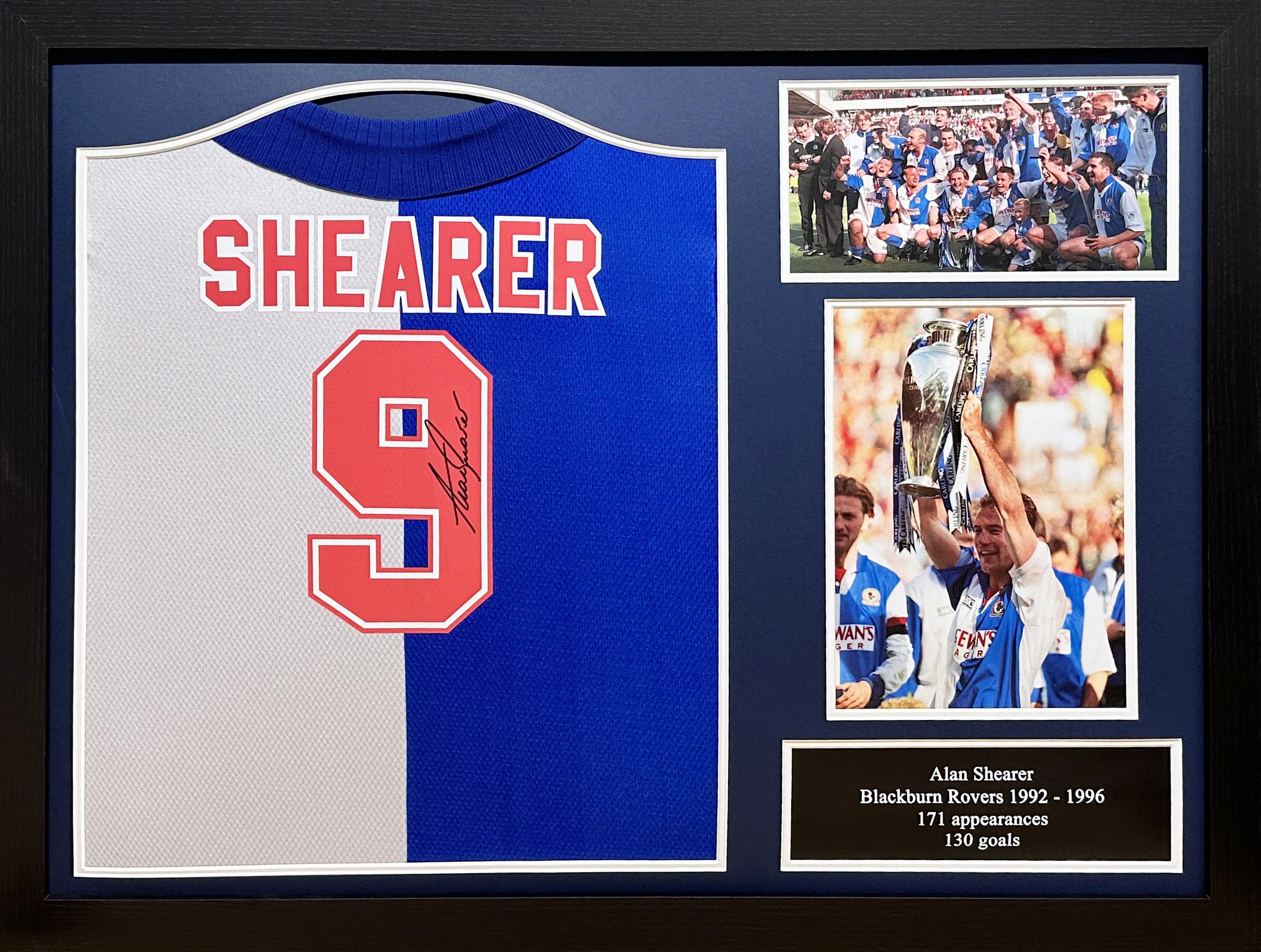 Allstarsignings Blue Framed Alan Shearer 1995 Blackburn Rovers Signed Shirt With Coa And Proof.