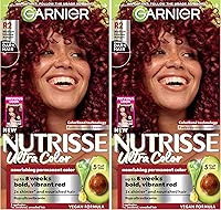 Garnier Hair Color Nutrisse Ultra Color Nourishing Creme, R2 Medium Intense Auburn (Goji Berry) Red Permanent Hair Dye, 1 Count (Packaging May Vary) (Pack of 2)