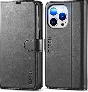 TUCCH Case for iPhone 14 Pro Wallet Case 5G, [RFID Blocking] 4 Card Holder Stand [Shockproof TPU Interior Case] PU Leather Magnetic Protective Flip Cover Compatible with iPhone 14 Pro 6.1