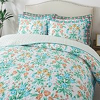 Vista 14 de HoneiLife - Juego de edredón de 3 piezas, colcha de microfibra, reversible, con estampado floral, para todas las estaciones, estilo acuarela