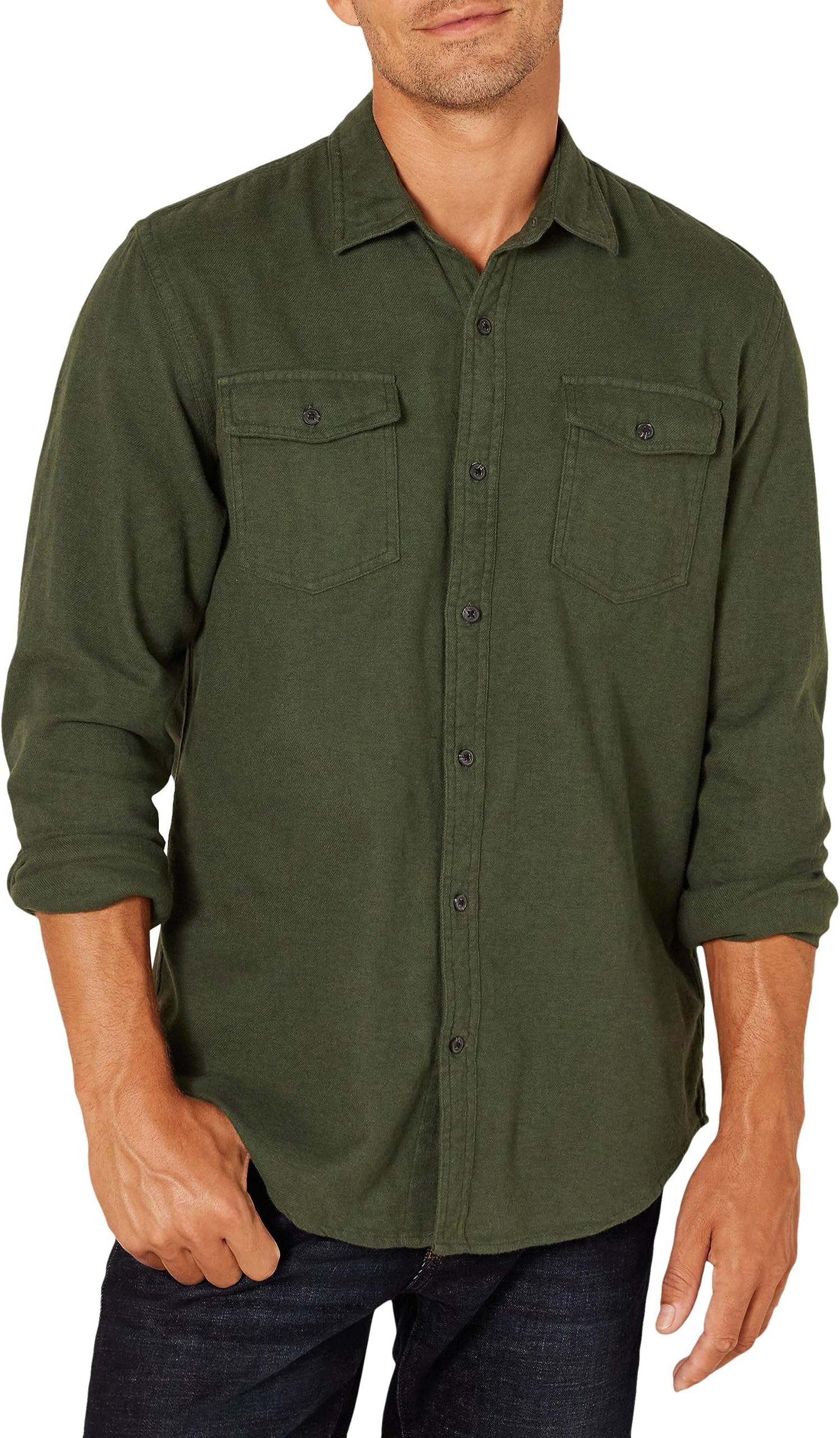 Men's Regular-Fit Long-Sleeve Two-Pocket Flannel Shirt