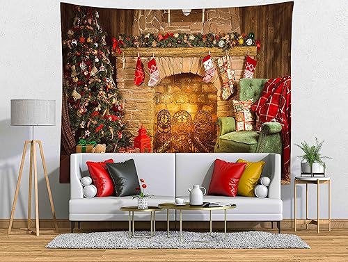 Miniatura 8 de BELECO Tapiz de Navidad para colgar en la pared, tapiz de Navidad con bolas de Navidad, decoración de pared de 60 x 40 pulgadas, decoración de