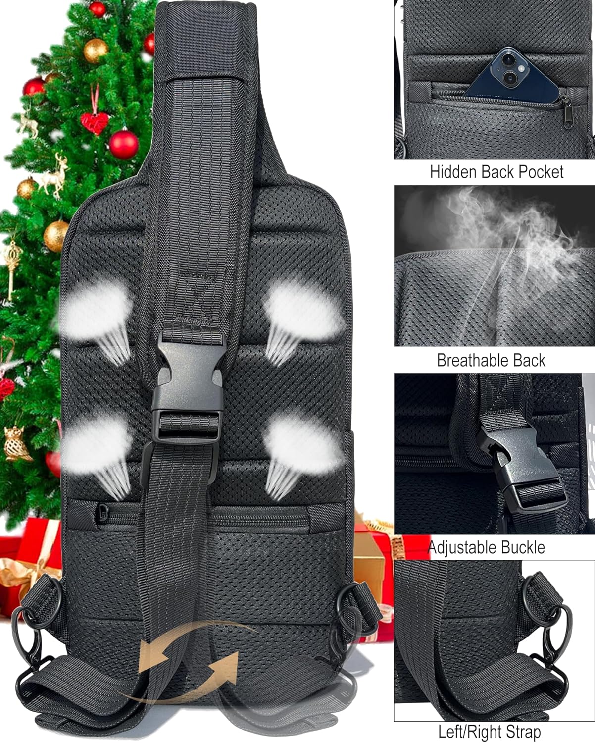 Sling Backpack for Men with TSA Lock - Birthday Gifts for Him Business Travel Anti-Theft Multi-Compartment Shoulder Bag with USB Charging Port for Commuters and Travelers