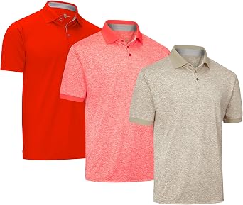 [3 Pack] Mio Marino Golf Polo Shirts for Men - Dry Fit - Ultra-Light Fabric