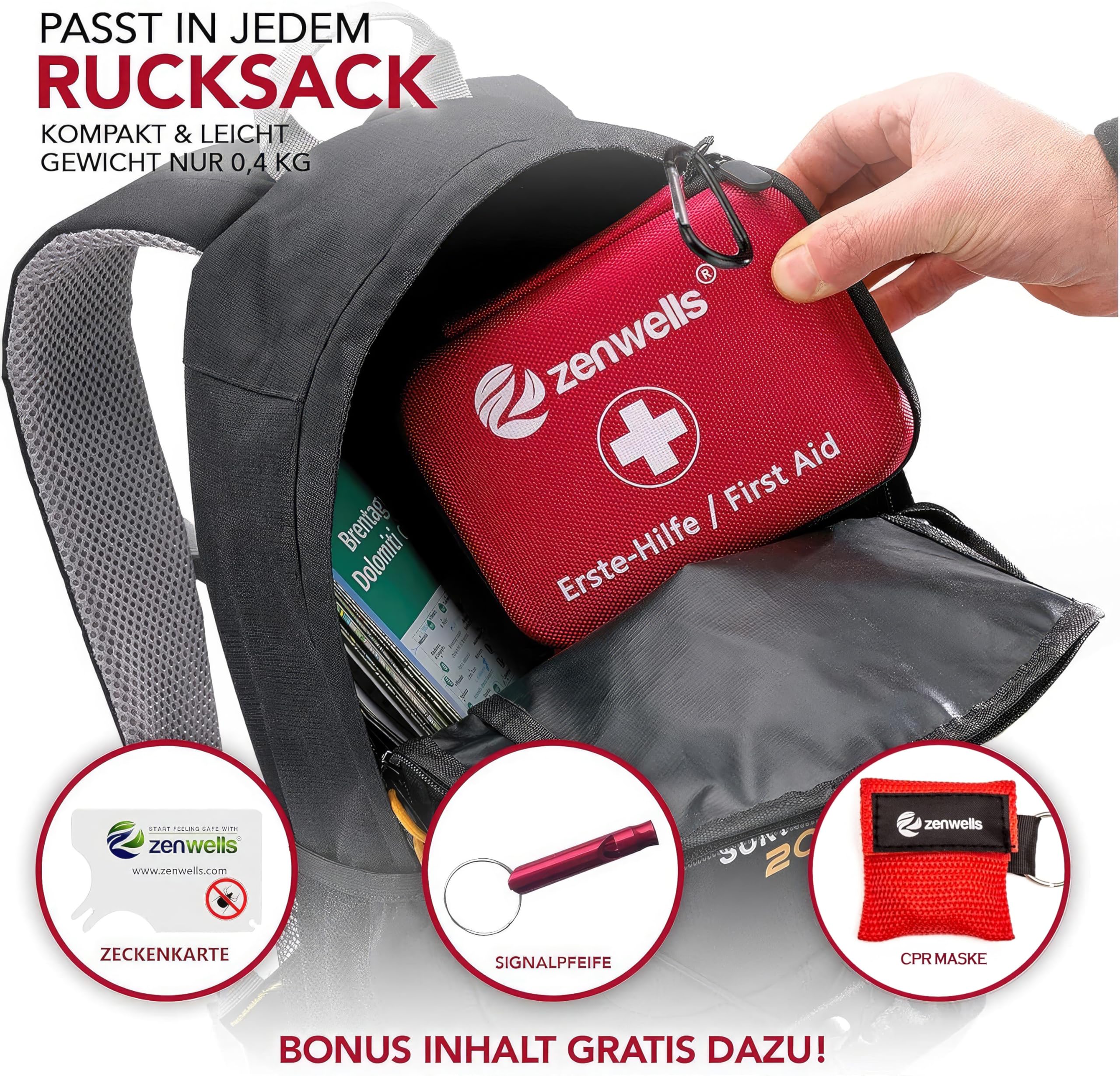 Erste-Hilfe-Set nach DIN 13167 – mit CPR Maske & Rettungsdecke – wasserdicht & kompakt – ideal für Outdoor, Reise & Alltag