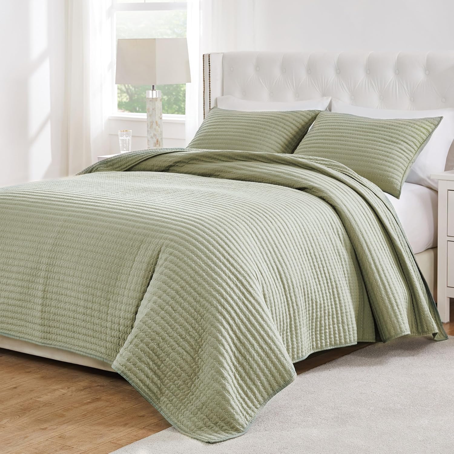 Greenland Home Textured Fashion Bedding Set, 2-Piece Twin/XL, Vineyard Sage Vineyard Sage 2-Piece Twin/XL