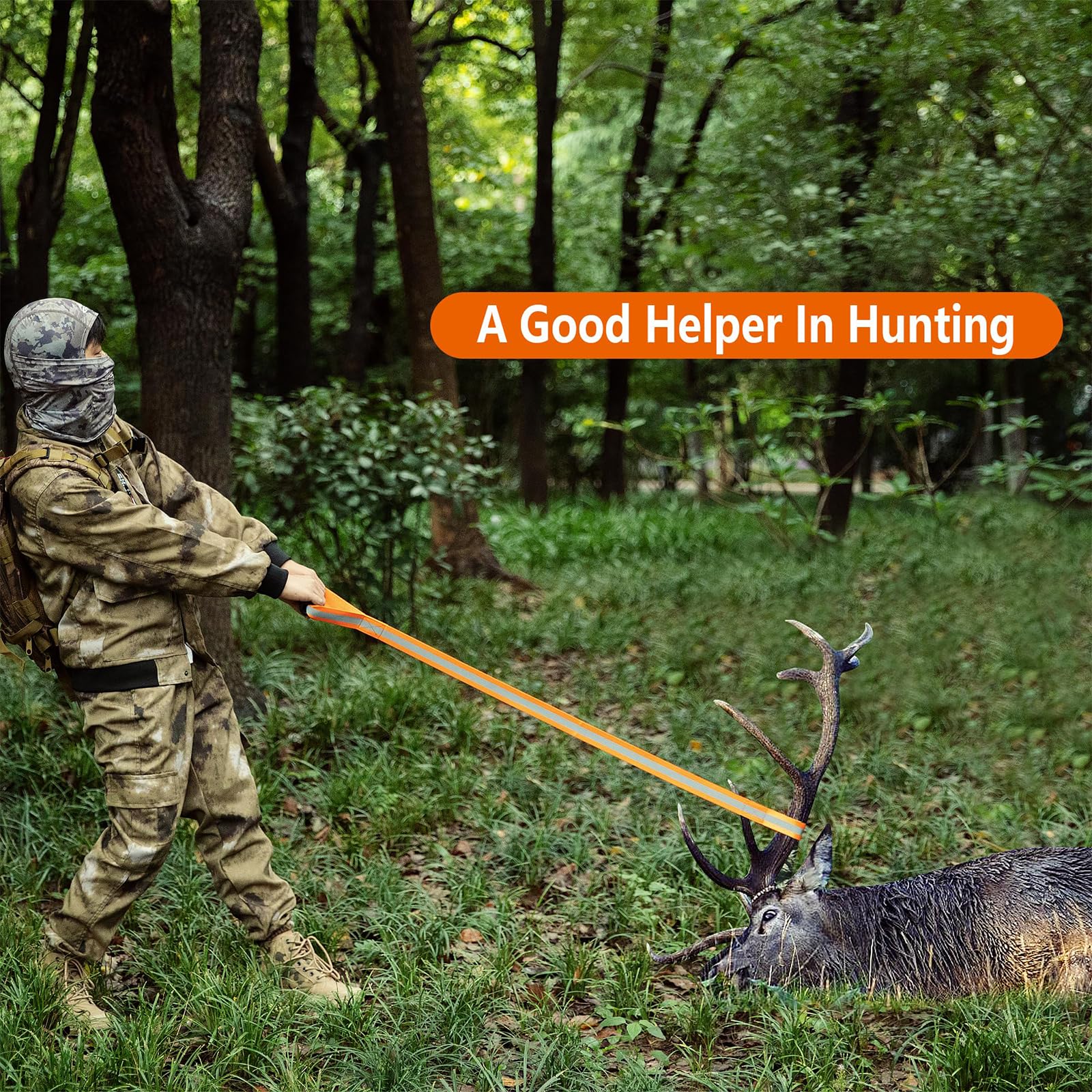 Corda da Traino per Cervi Accessori Caccia Cervo Fune da Trascinamento per Cacciatori Corda in Nylon per Cervi Corda per Trascinare Cervi Pesanti Riflettente Deer Drage per Cacciatori