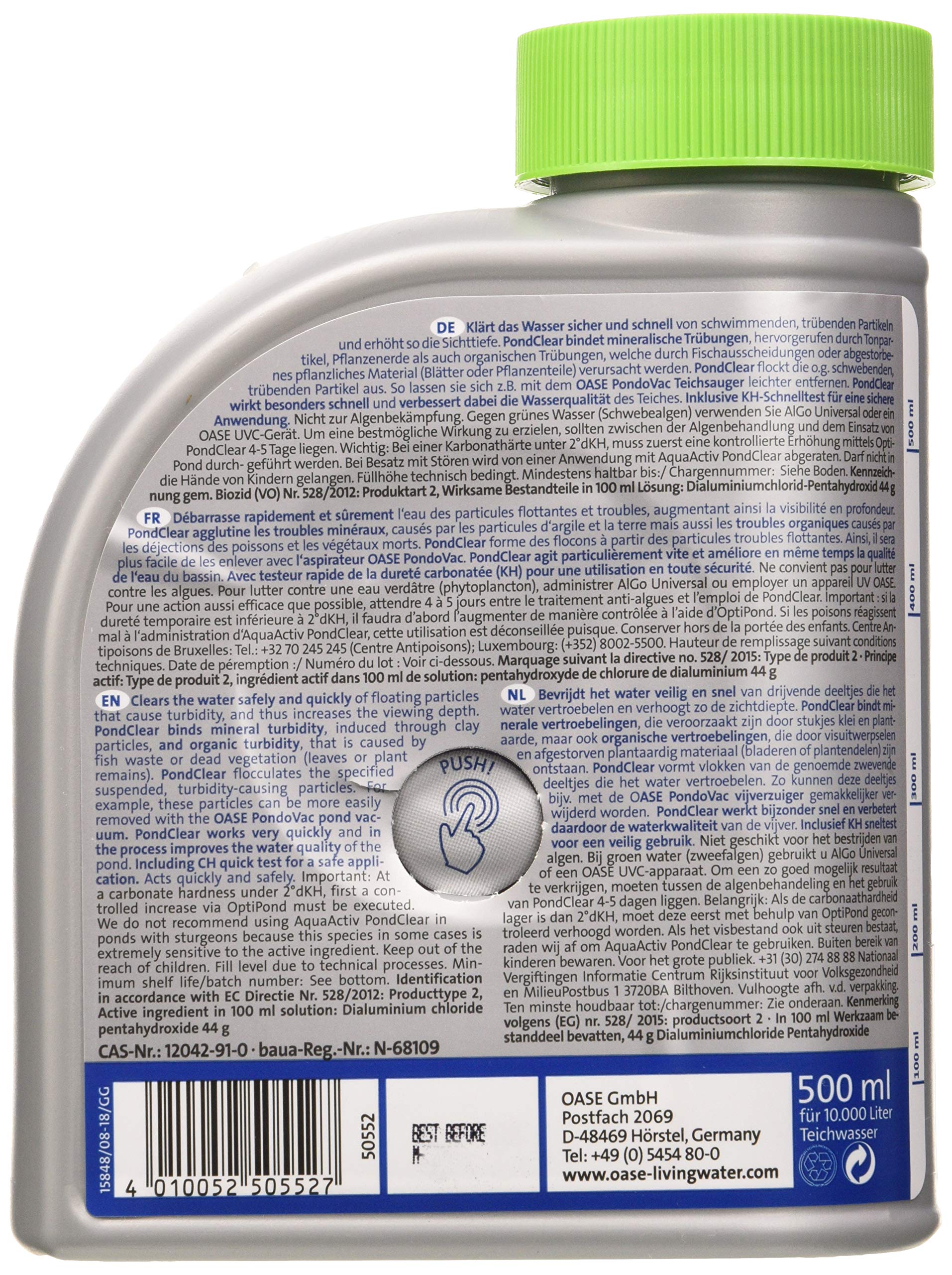 Oase 57384 SwimSkim 25 | Oberflächensauger | Einsatz an Teichen (bis 25 m²), Schwarz & Oase Wasserklärer AquaActiv PondClear, 500 ml