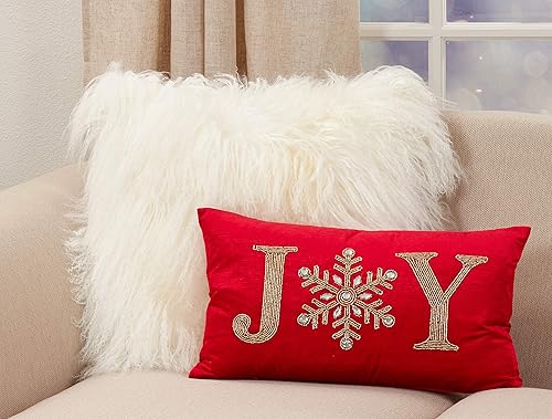 Miniatura 3 de SARO LIFESTYLE Christmas Collection - Funda de almohada con cuentas, 12 x 20 pulgadas, color rojo (9053.R1220BC)