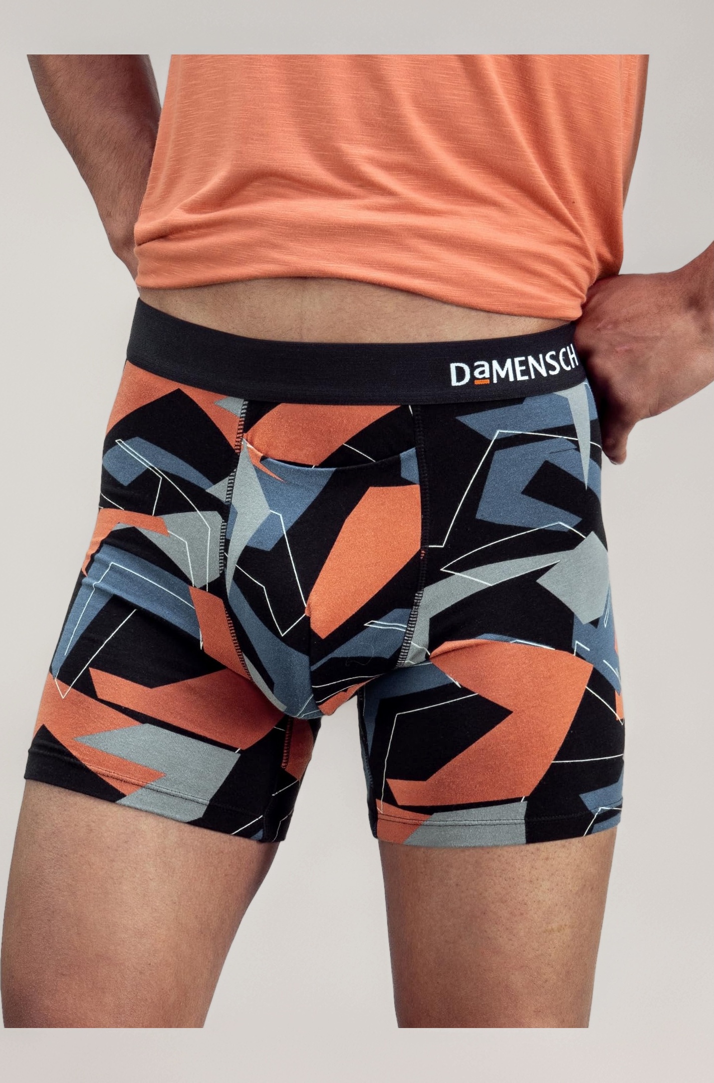 DAMENSCH Men's Regular Fit Supima Printed Cotton Boxer Brief Pack of 1, Underwear for Man Combo, H Shape Underwear for Men