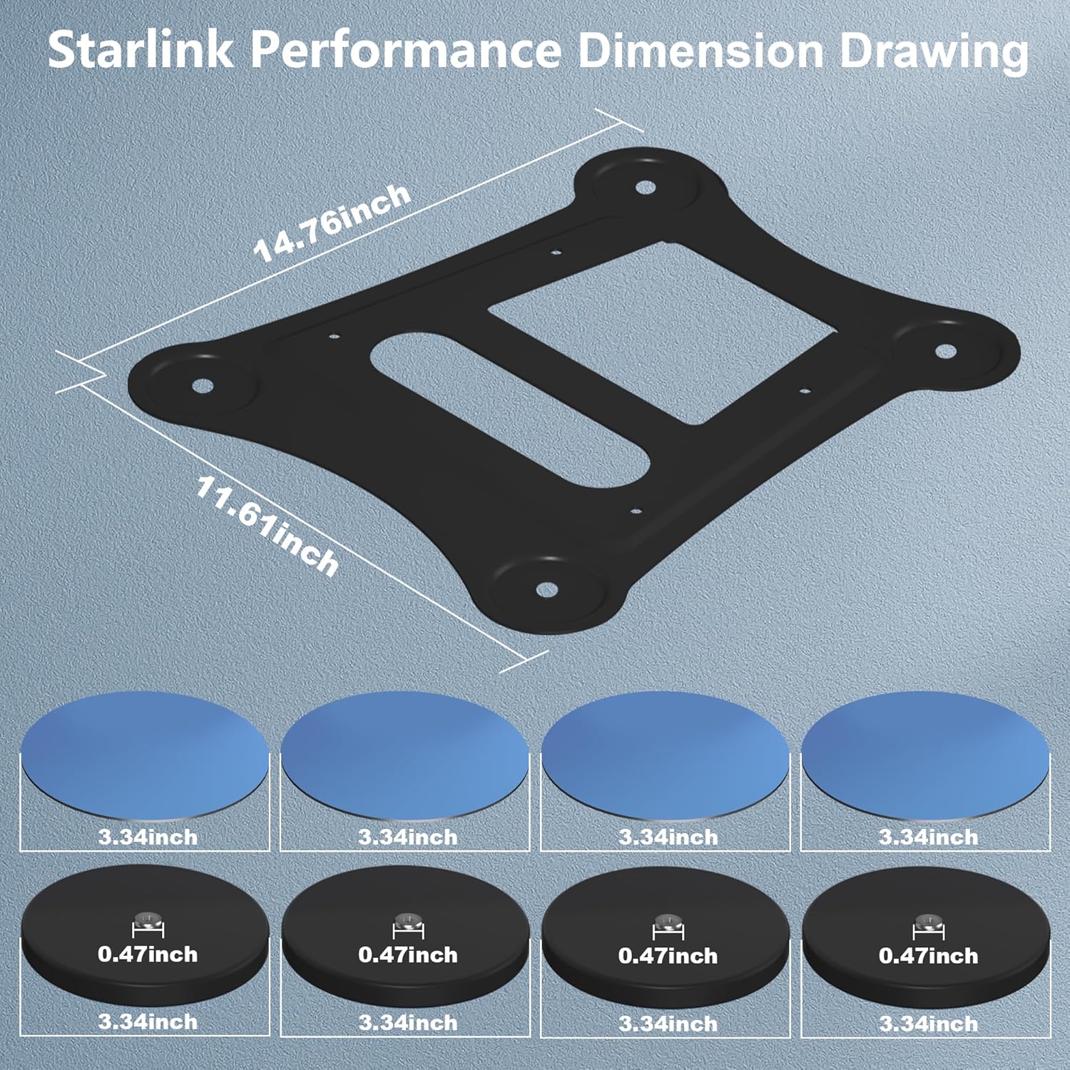 Starlink Performance Gen 3 Magnetic Mount, Mobility Roof Mount for Gen 3 Starlink Flat Peformance Dishy Fits RV, Boat, Wood, Metal,Carbon Fiber car roof(Black)