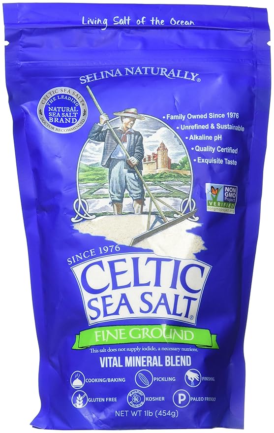 Fine Ground Celtic Sea Salt 16 Ounce (Pack of 1